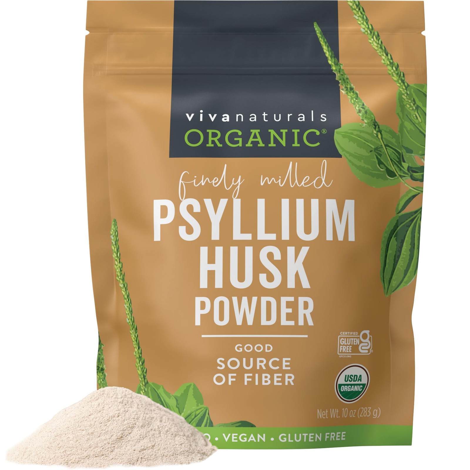Viva Naturals Organic Psyllium Husk Powder, 10 oz – 10 Ounce (Pack of 1) 