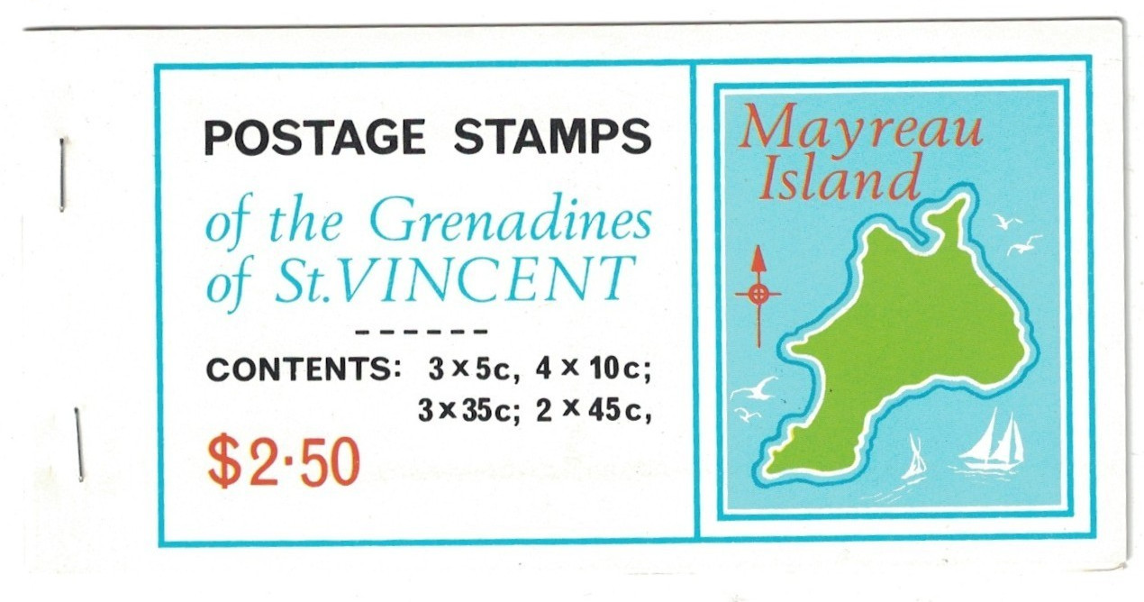 1976 12 STAMP BOOKLET GRENADINES ST. VINCENT MAYREAU ISLAND COMPLETE MNH