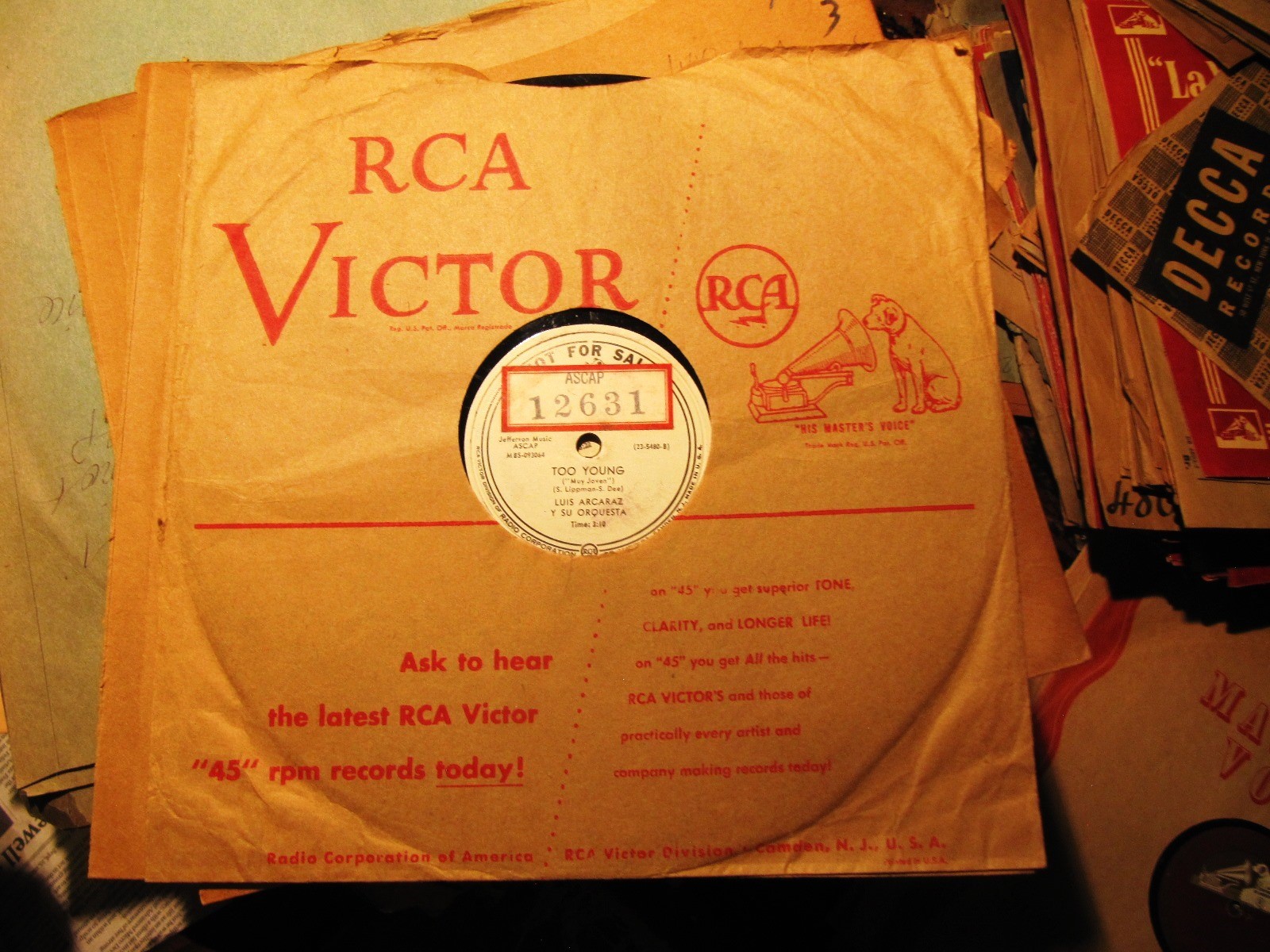 Mexican SWING LUIS ARCARAZ Orq DJ PROMO Record MUY JOVEN Por Cause da la lluvia