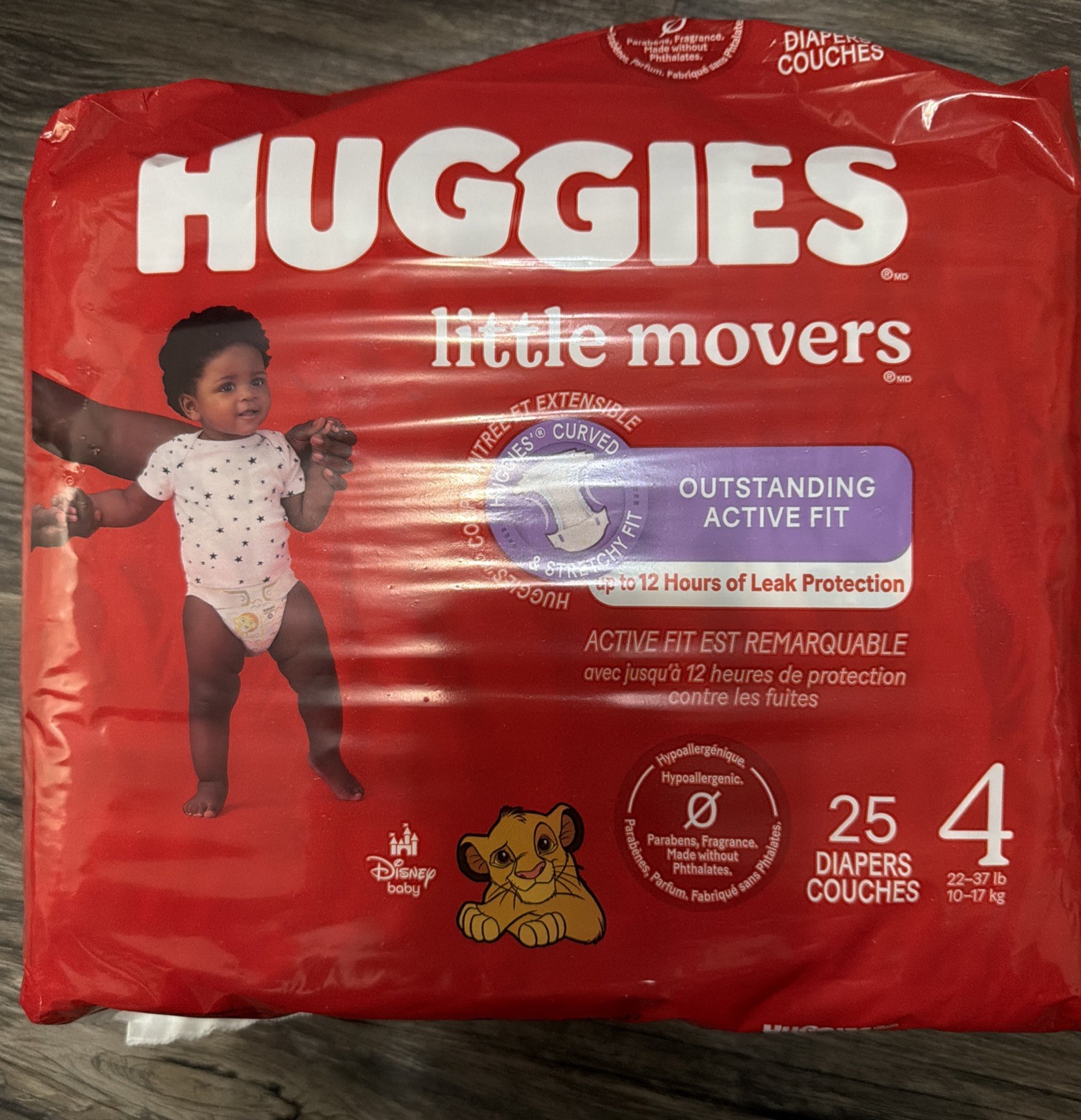 huggies little movers diapers size 4 (25 diapers)
