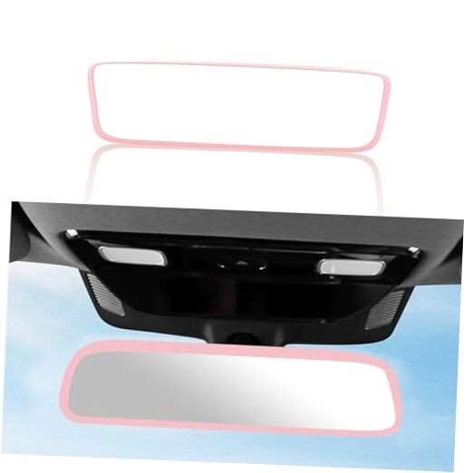 Car Rear View Mirror Protector Frame, Silicone Auto Rearview Edge Pink