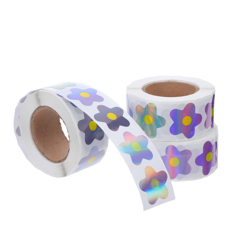  3 Rolls Reward Stickers: Waterproof Holographic Small Floral Stickers - School