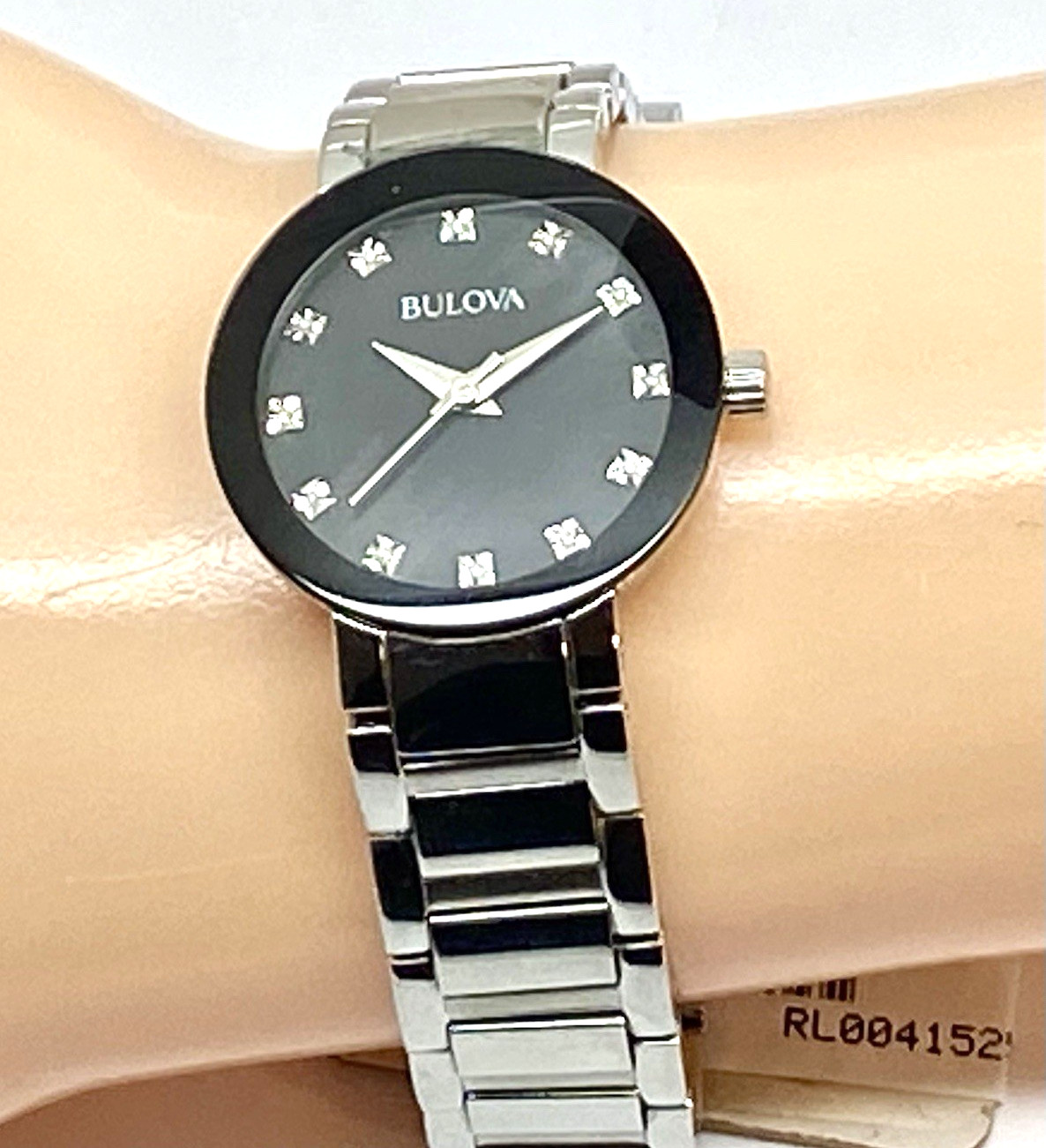 Bulova 96P172 Women's Watch Mother of Pearl Diamond Black Dial 26mm