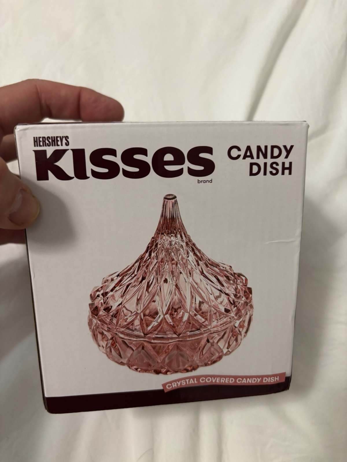 Hershey’s Baby prism Pink Crystal COVERED LIDDED CANDY DISH, New in box