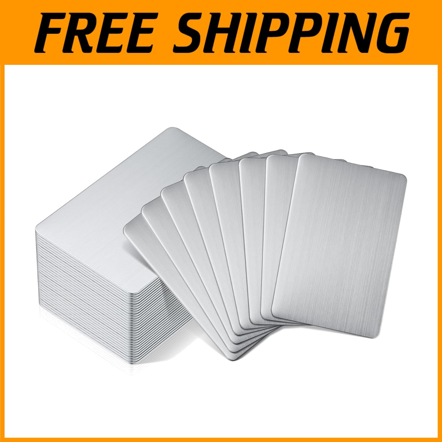 50 Pcs Stainless Steel Business Cards 3.4x2.1 inch