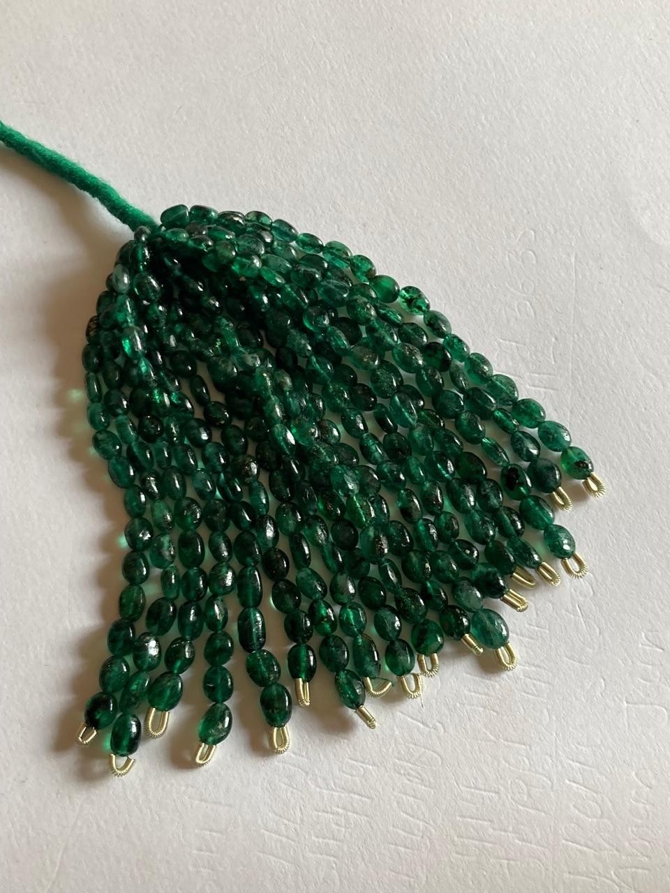 Fine Natural Zambian EMERALD Smooth Oval Nuggets Beads 2.5 INCH Strand