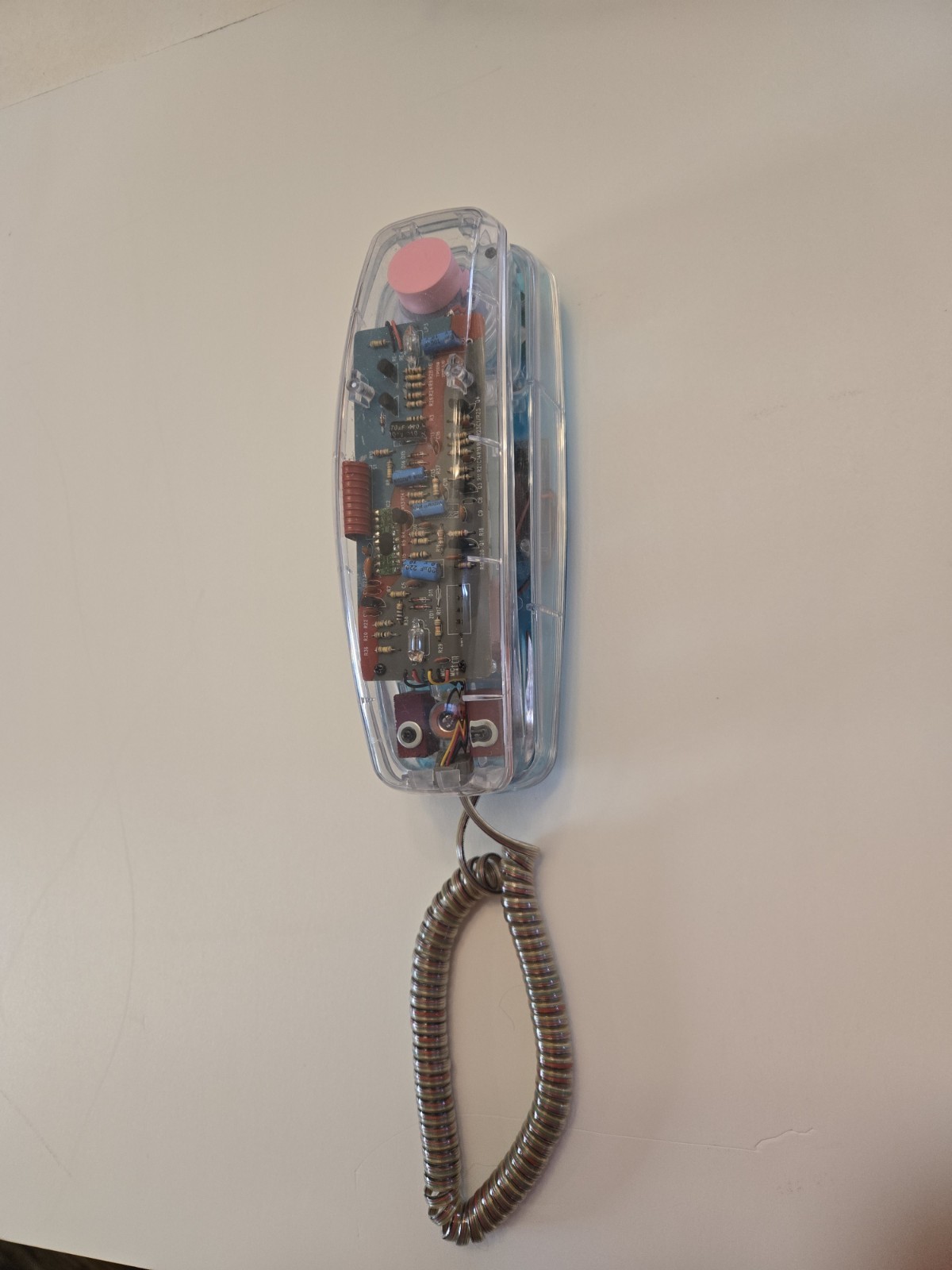 Vintage Clear See Through House Phone Push Button Corded Telephone Retro 80s 90s