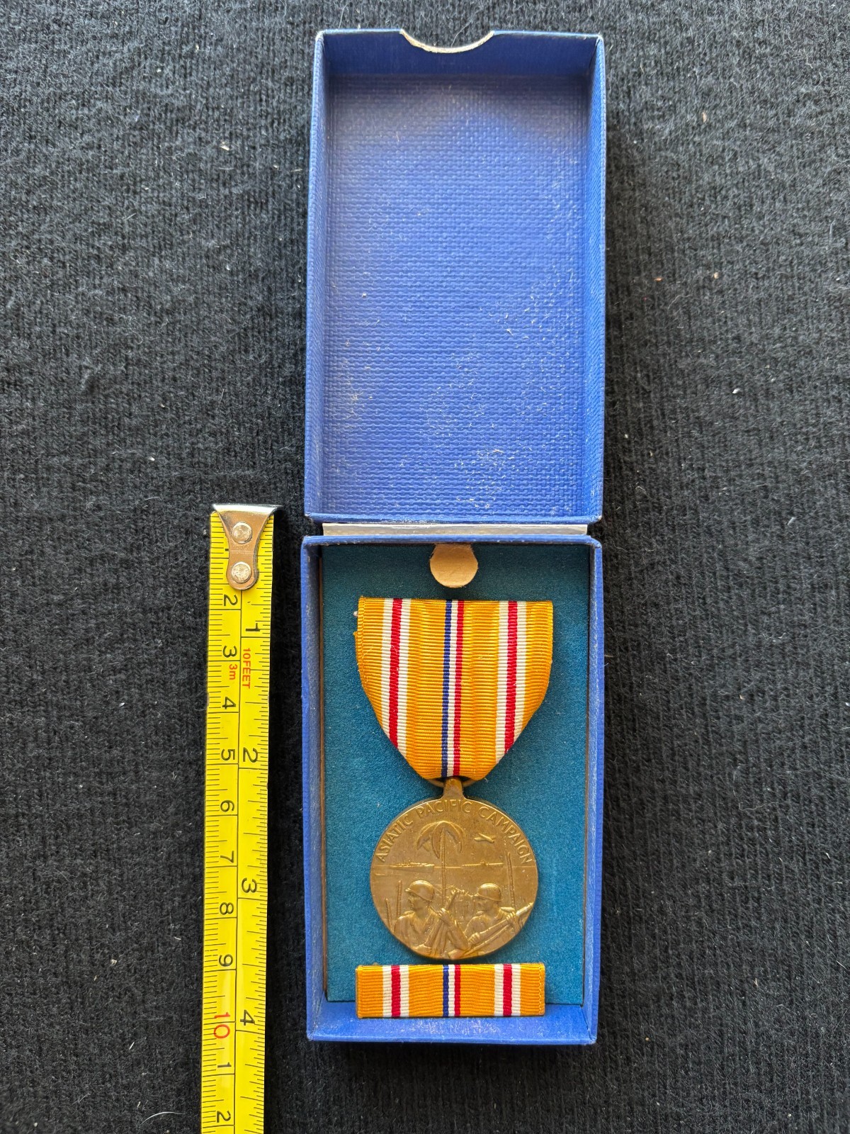 WWII Asiatic Pacific Campaign Medal 41-45 With Asian Service Ribbon Bar + Case