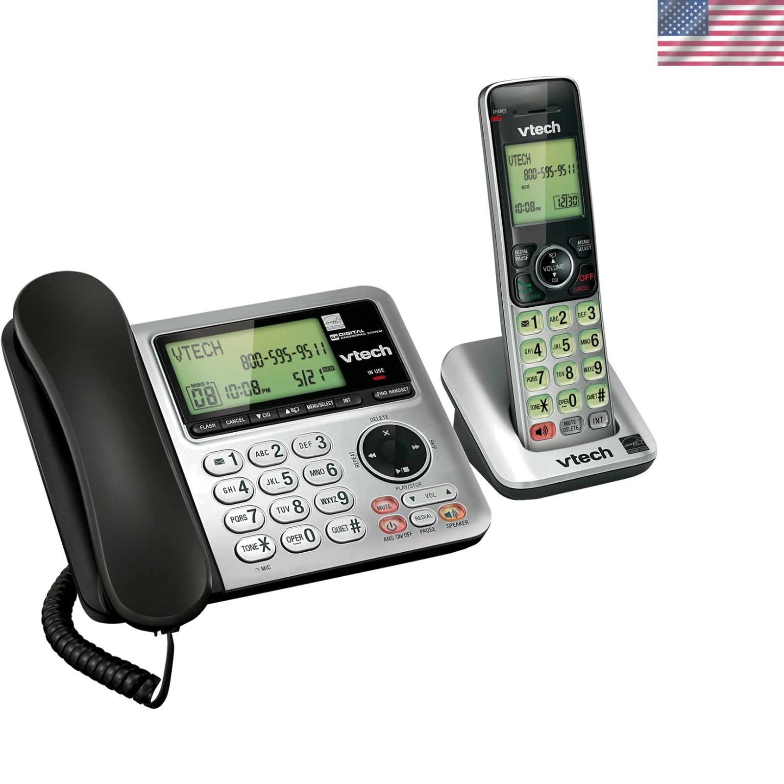 Versatile DECT 6.0 Expandable Corded/Cordless Phone with Caller ID & Answering