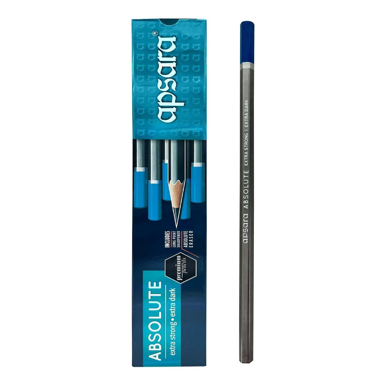 Apsara Absolute Extra Dark Pencils - Pack of 20 ( 1 Eraser+ 1 Sharpner)