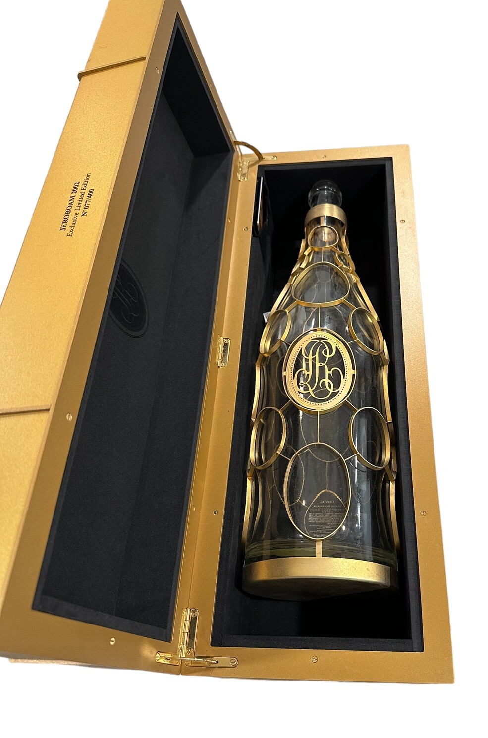 Louis Roederer Crystal Jeroboam 2002 #77/400 EMPTY Champagne Bottle Gold Plated