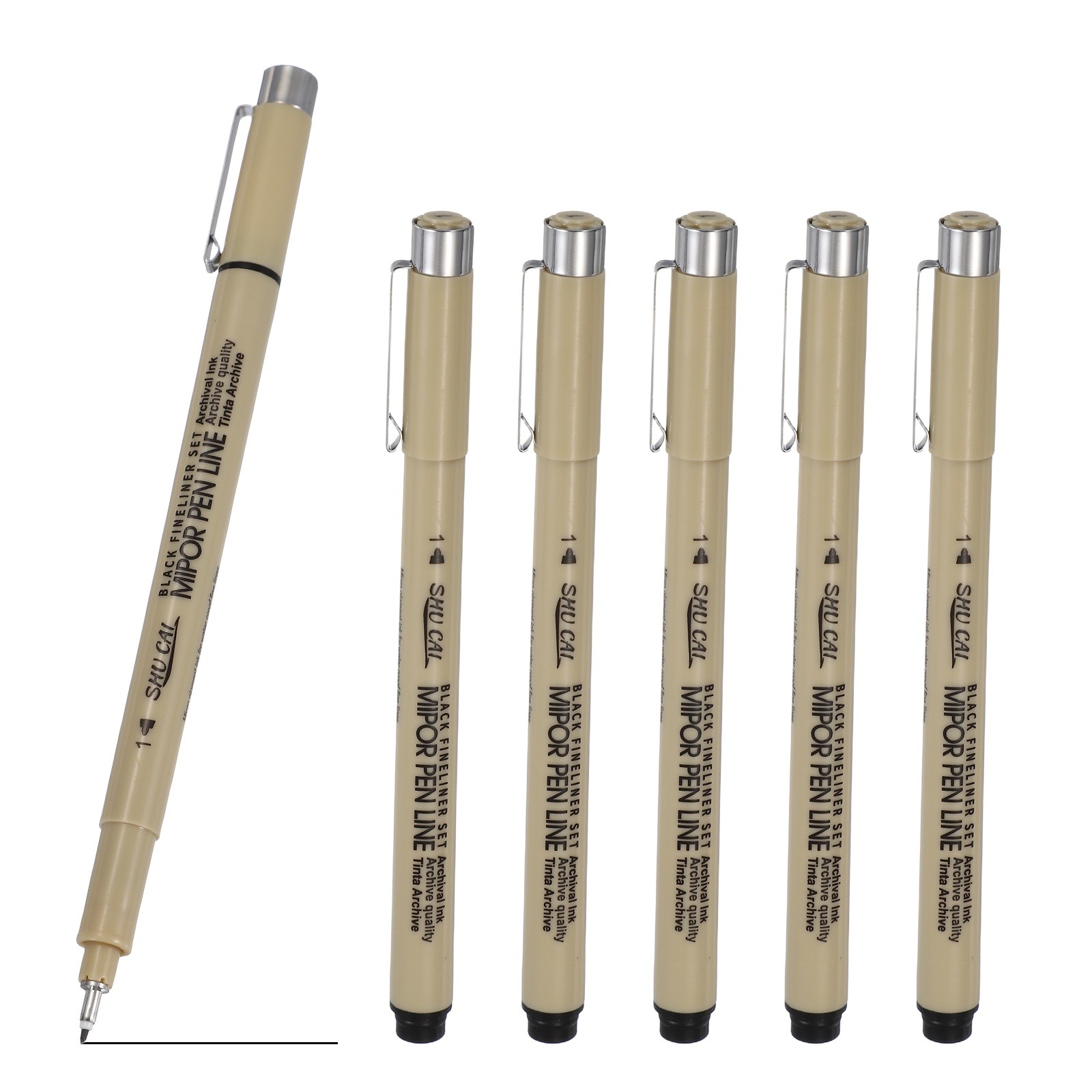 Fineliner Pens, 6 Pcs 1 1mm Fineliner Marker Black Waterproof Ink Pens