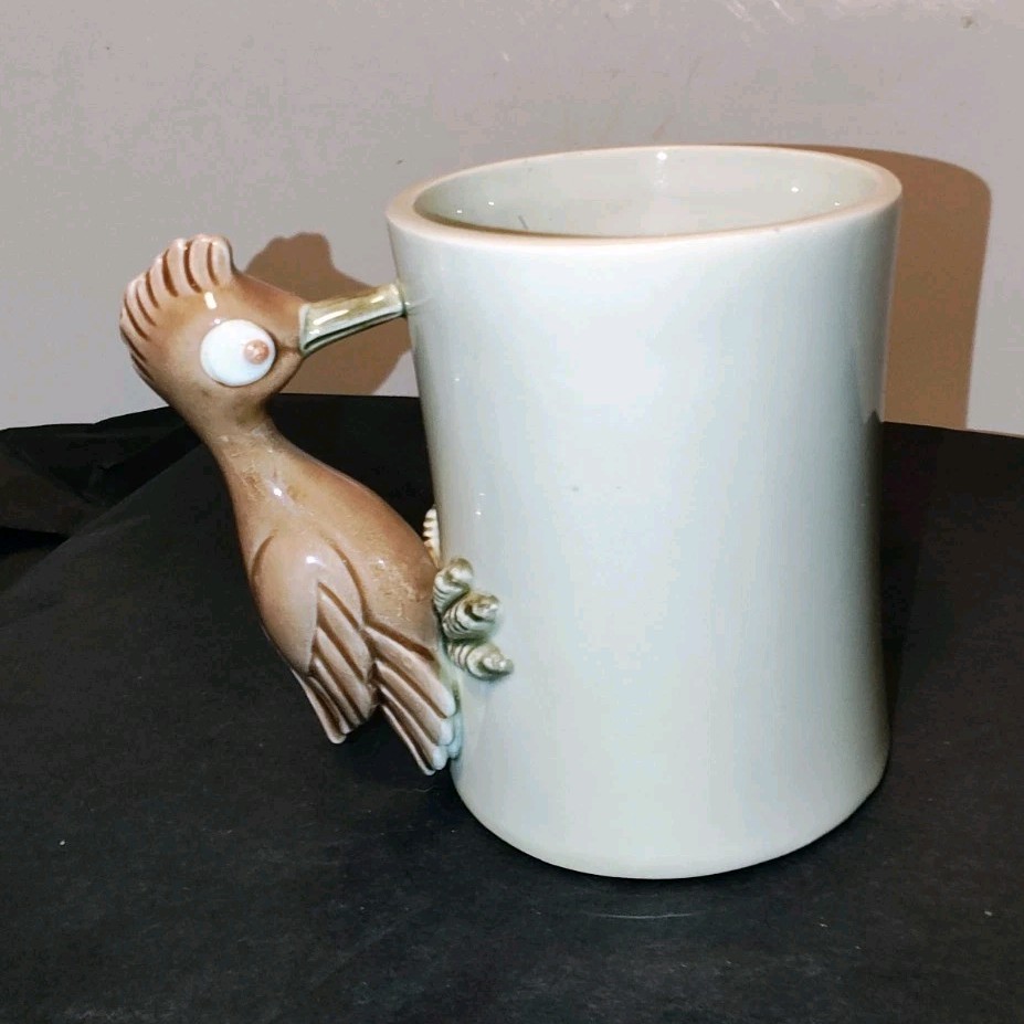 Fitz and Floyd Figural Ceramic Mug Bird Handle White Brown 1978 With Handle
