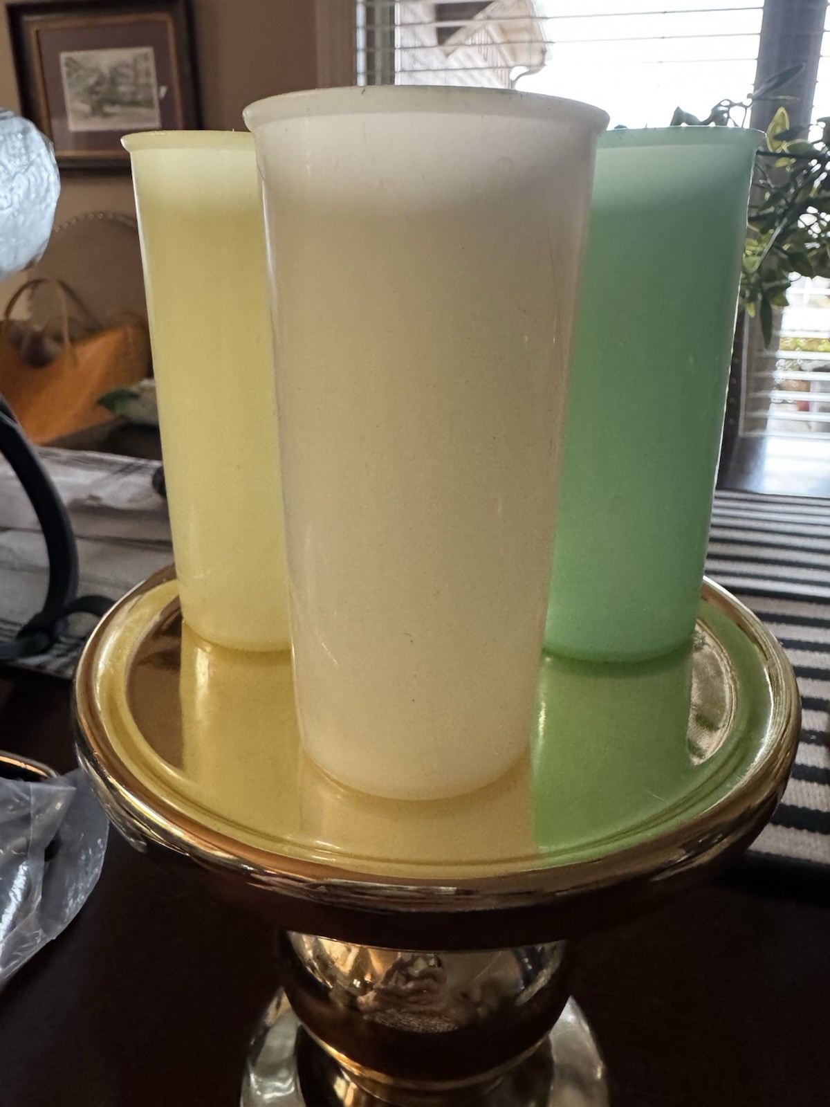 Tupperware Lot of 3 Pastel Tumbler Cups Vintage Drinking Glasses  4" Tall
