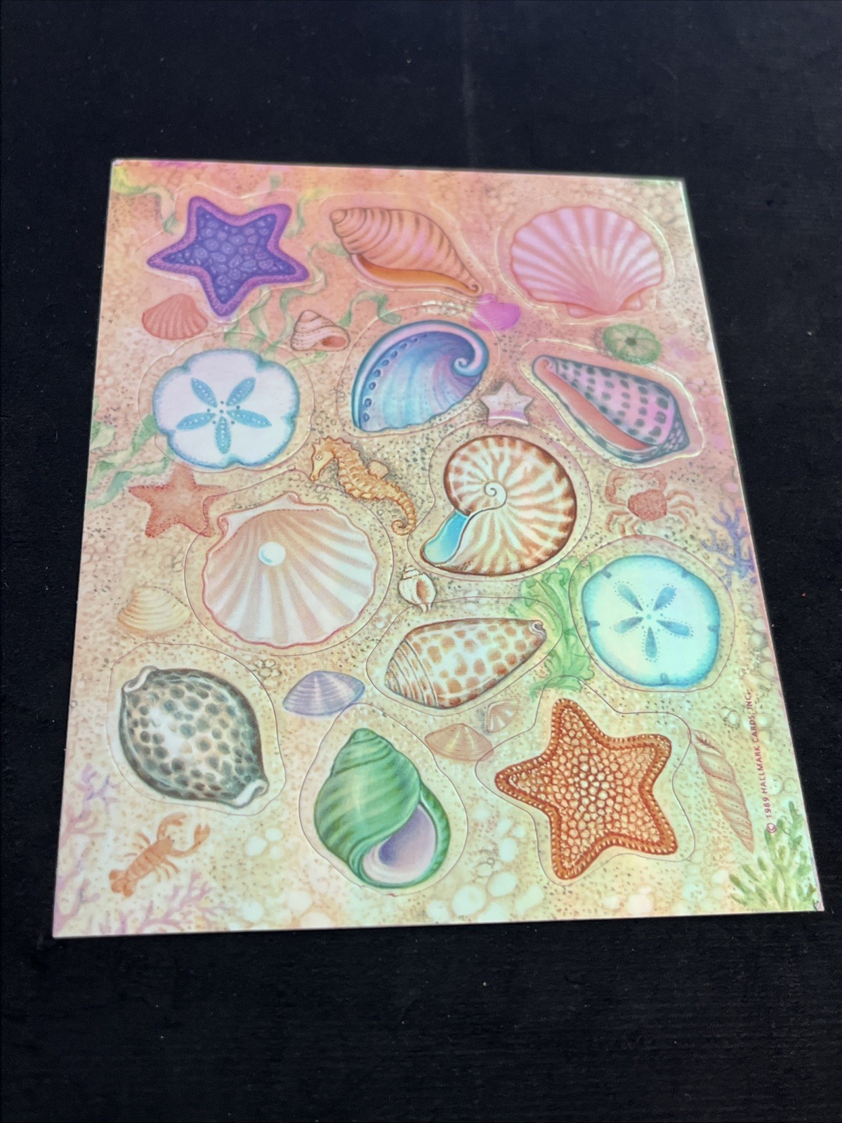 Vintage 80’s Hallmark Pearl SEA SHELLS Sticker Sheet -
