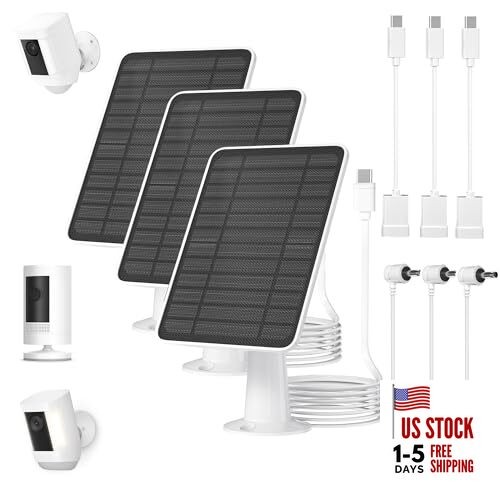 5W Solar Panel for Ring Camera, Solar Panel Charger Compatible for Ring-3 Pack
