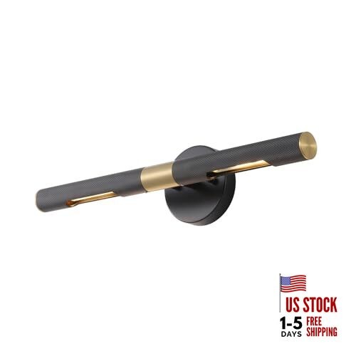 Modern Picture Light 19 inches 19 inches Gold/Black-Knurled Texture Shades