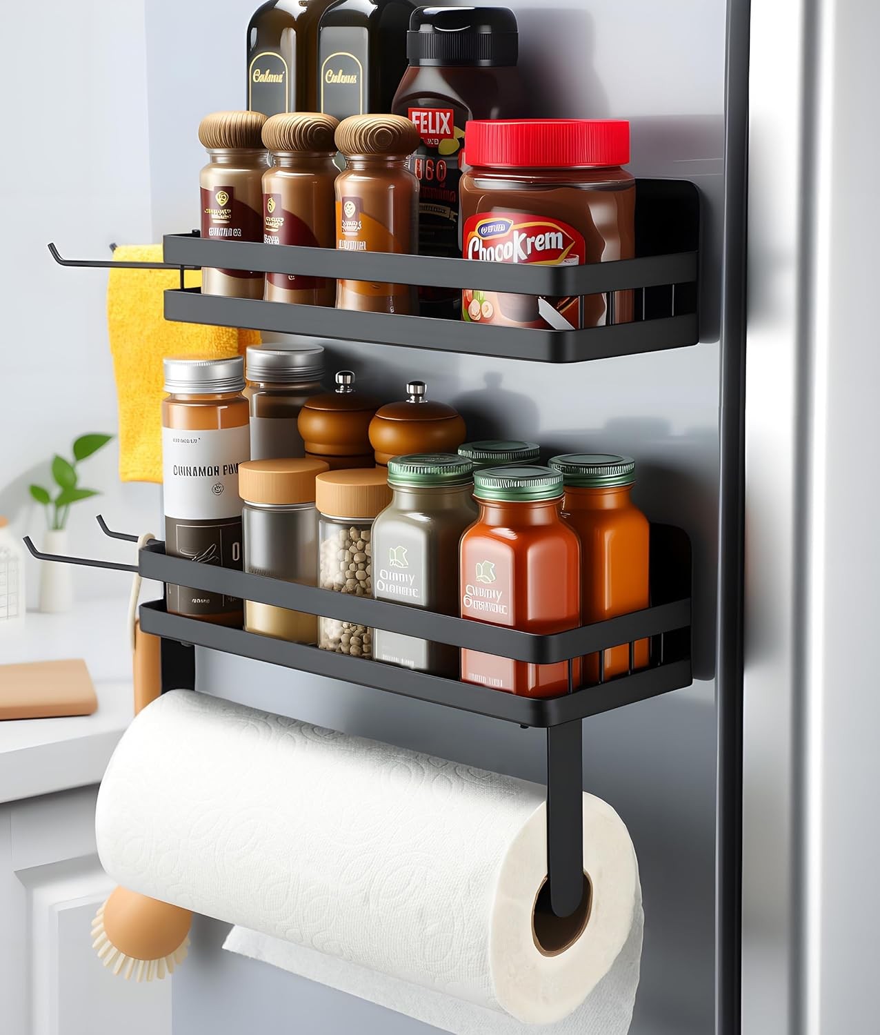 Paper Towel Holder Fridge Magnetic with Shelf - 2 Pack Paper Towel Holder Withou