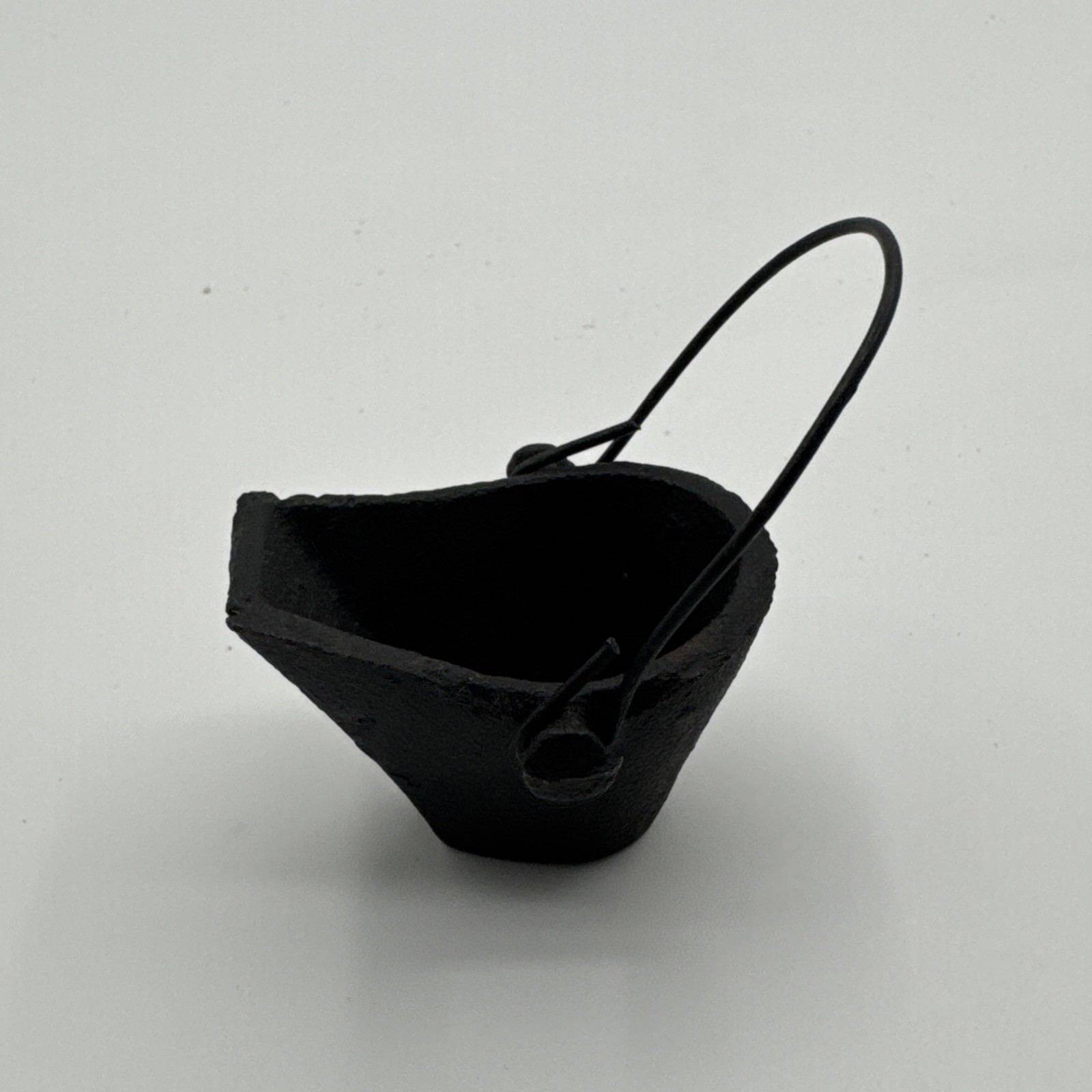 Vintage Miniature 2-1/4" Cast Iron Coal Bucket Ash Painted Black Dollhouse Toy