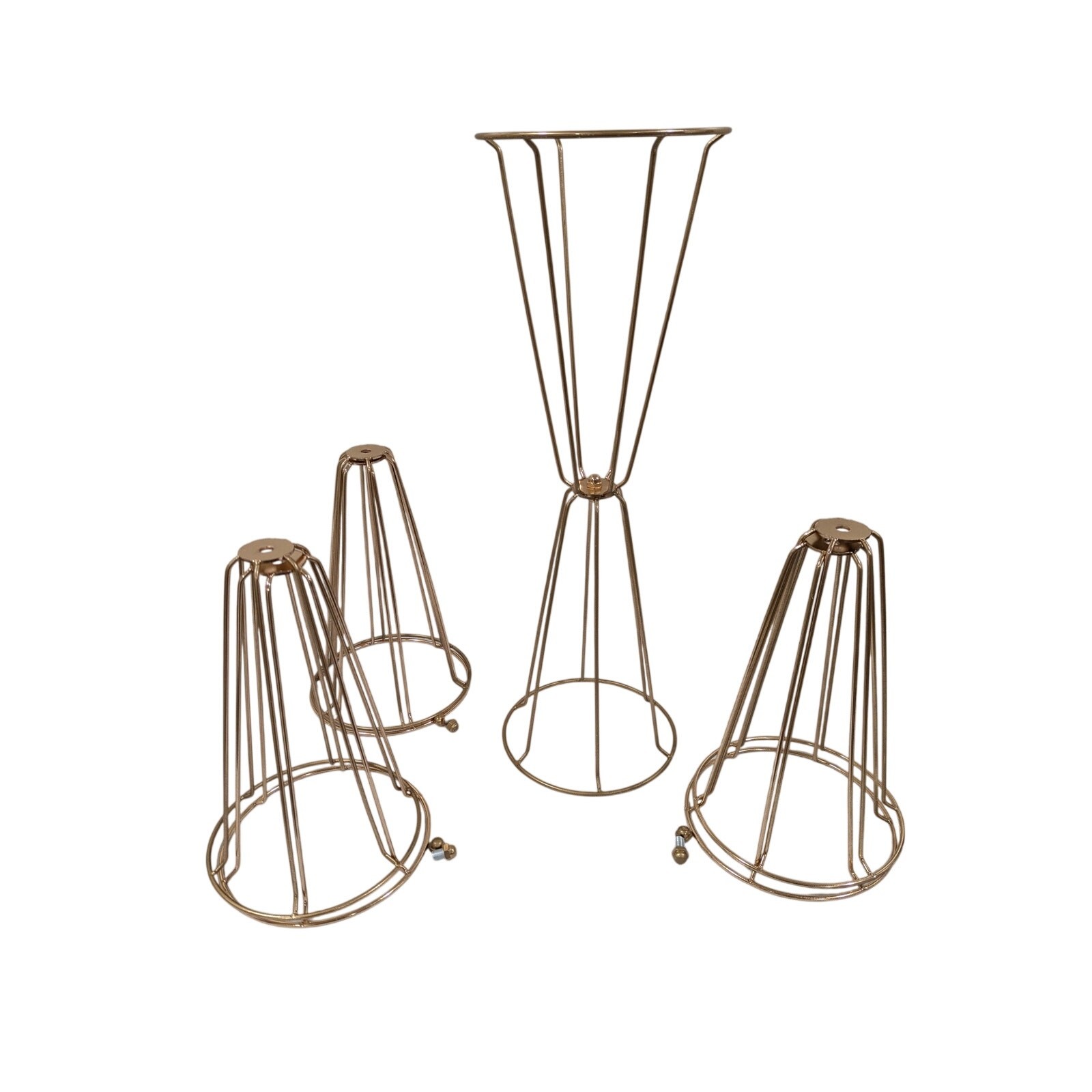 Set of 4 Wedding Centerpieces Geometric High Gold Vases - 23.6" Decoration