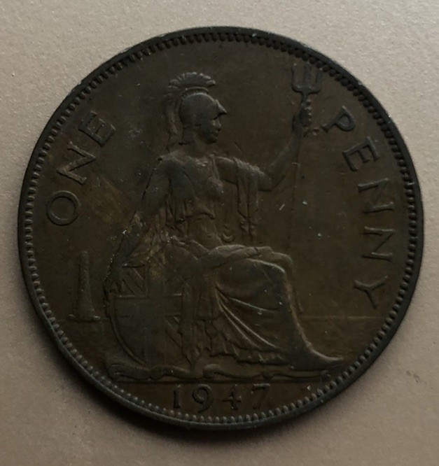 1947 GREAT BRITAIN ENGLAND UK 1 One PENNY GEORGE VI NICE WORLD COIN