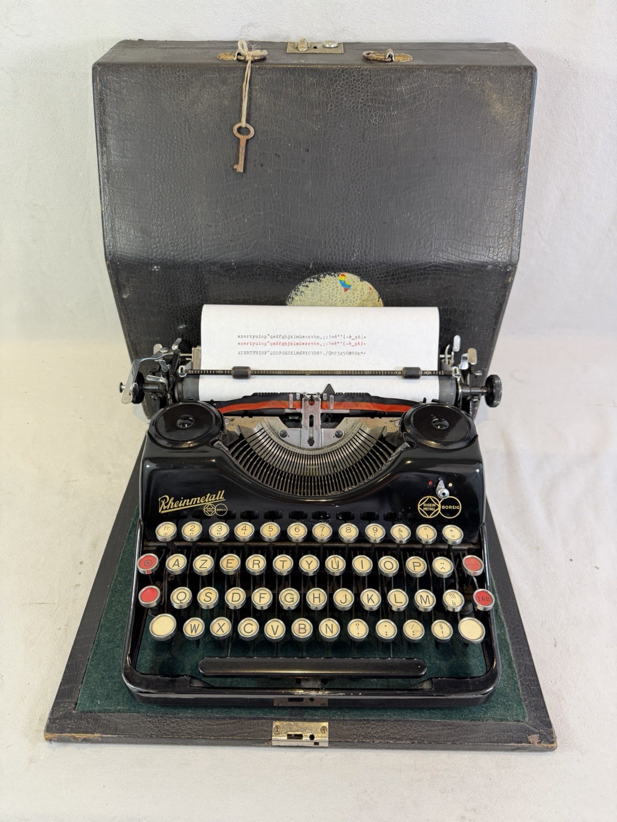 RHEINMETALL KsT 1939 Typewriter Revised New Ribbon AZERTY Keyboard + Key