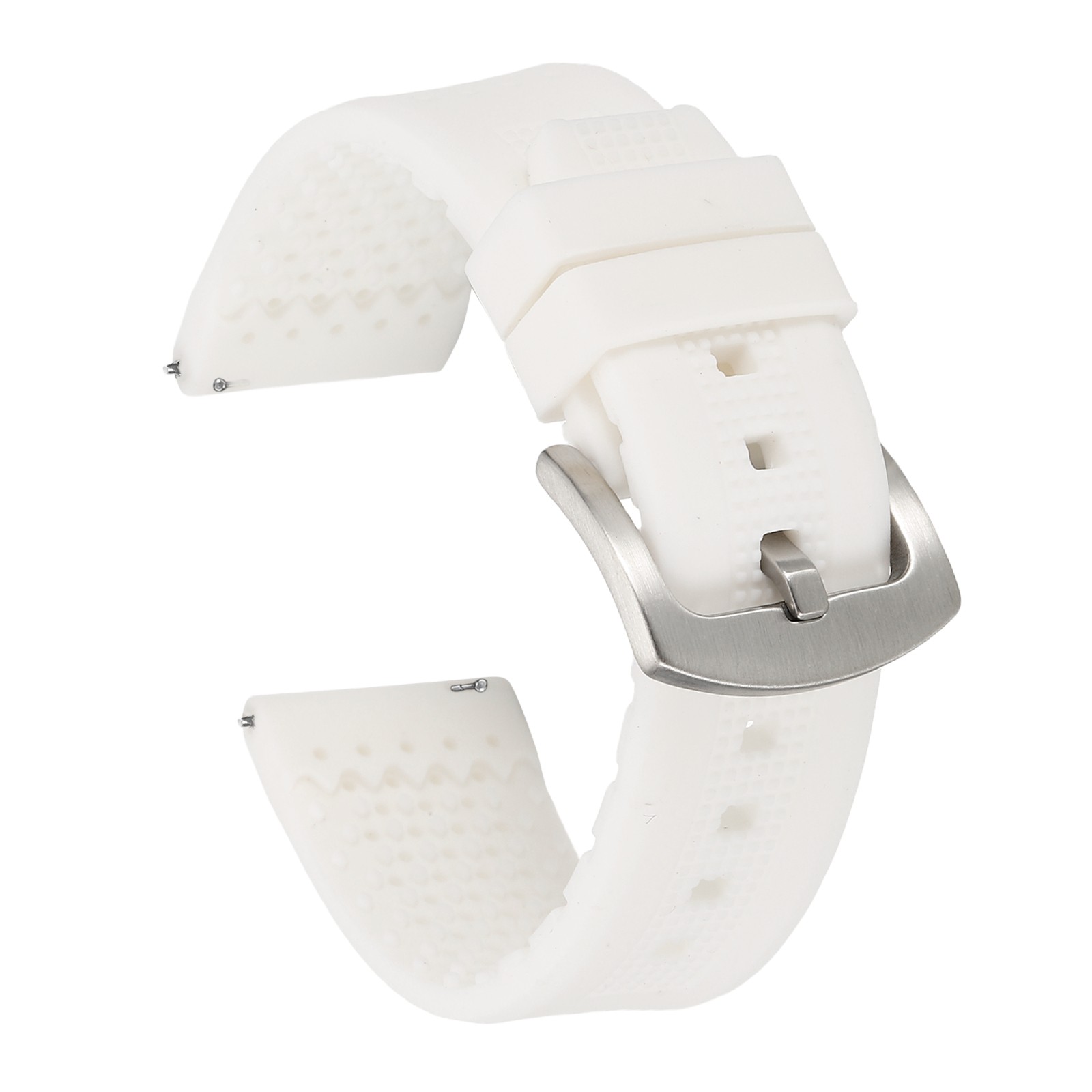 Silicone Watch Bands 22mm Soft Watch Bands with Silver Buckle, White