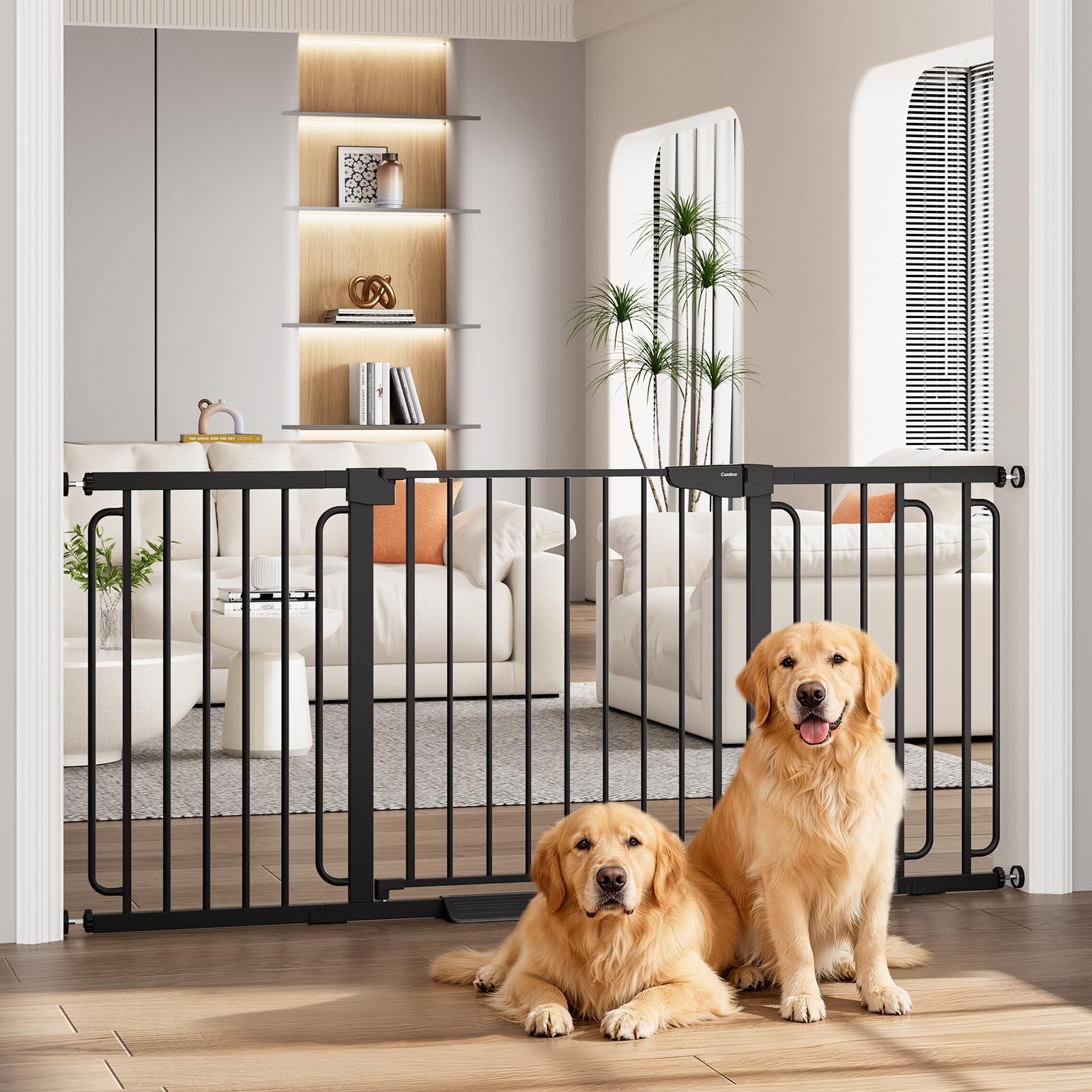 Extra Wide Baby Gate 36.6-69 W x 30.5 H Walk Through Pressure Mounted Black