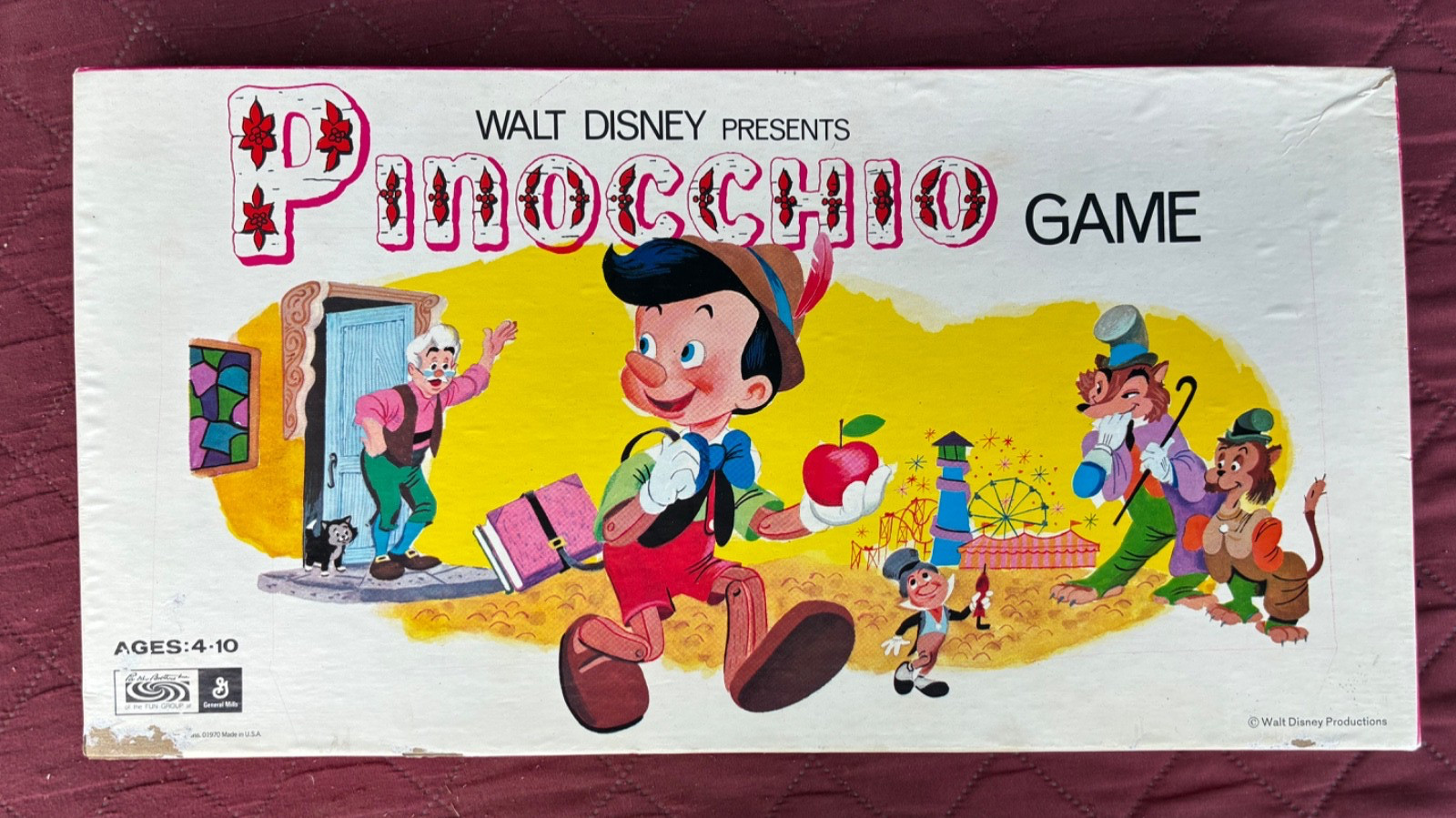 Walt Disney Presents Pinocchio Board Game Parker Brothers 1971 Complete 