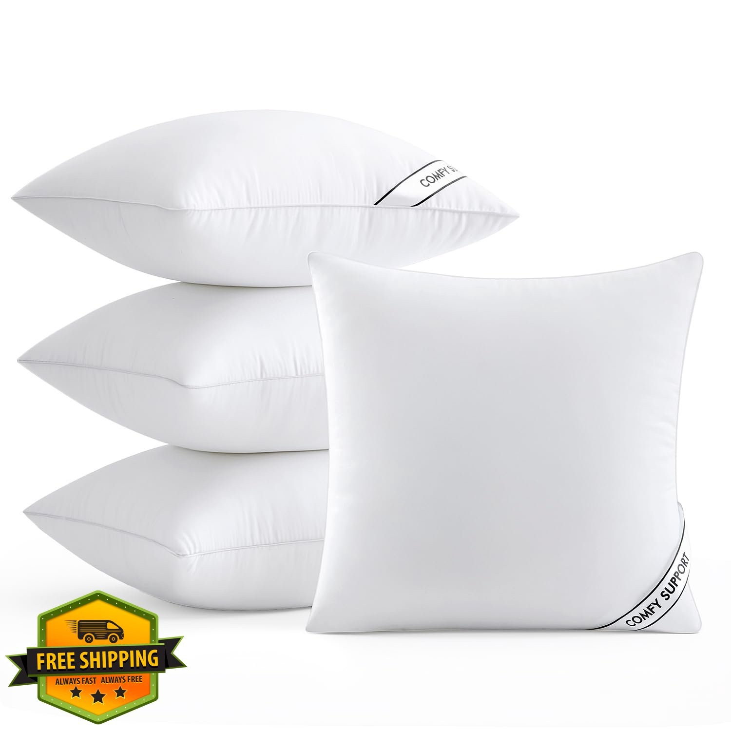 MIULEE 18x18 Throw Pillow Inserts 4pk Down Alternative Virgin Fill