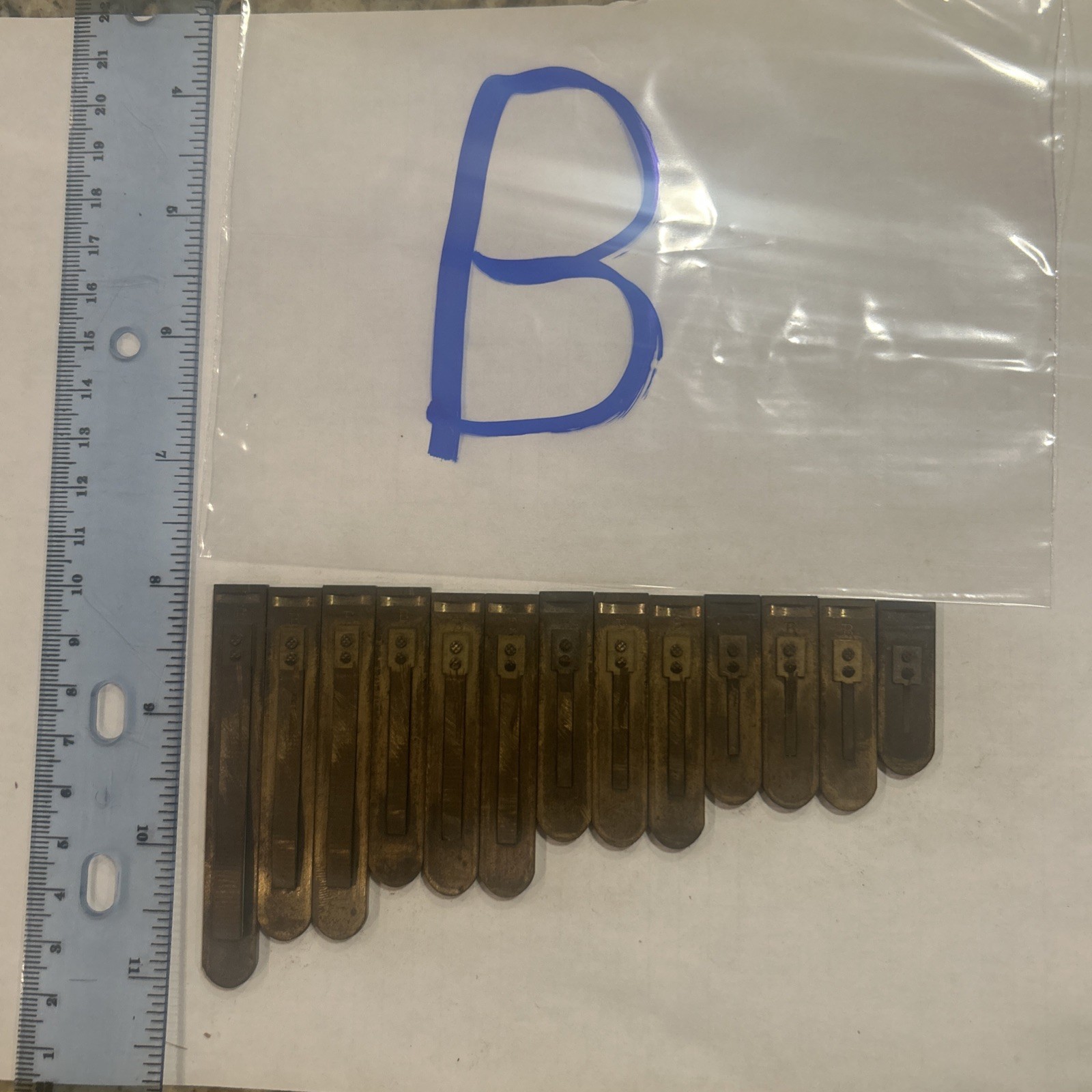 Antique Brass Reed From A Pump Organ Key B 13 Variety Size