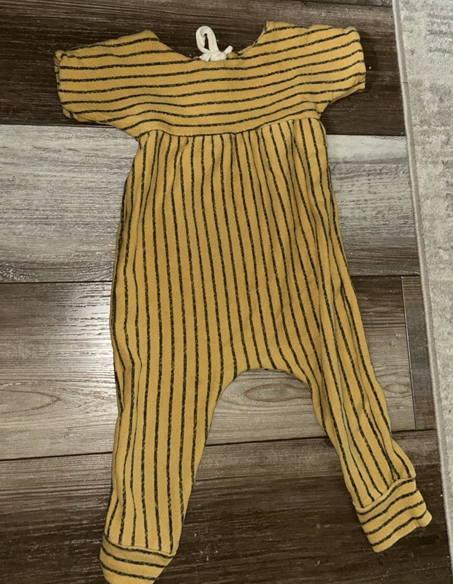 Everly B Girls Romper 12-18 Striped Mustard Yellow