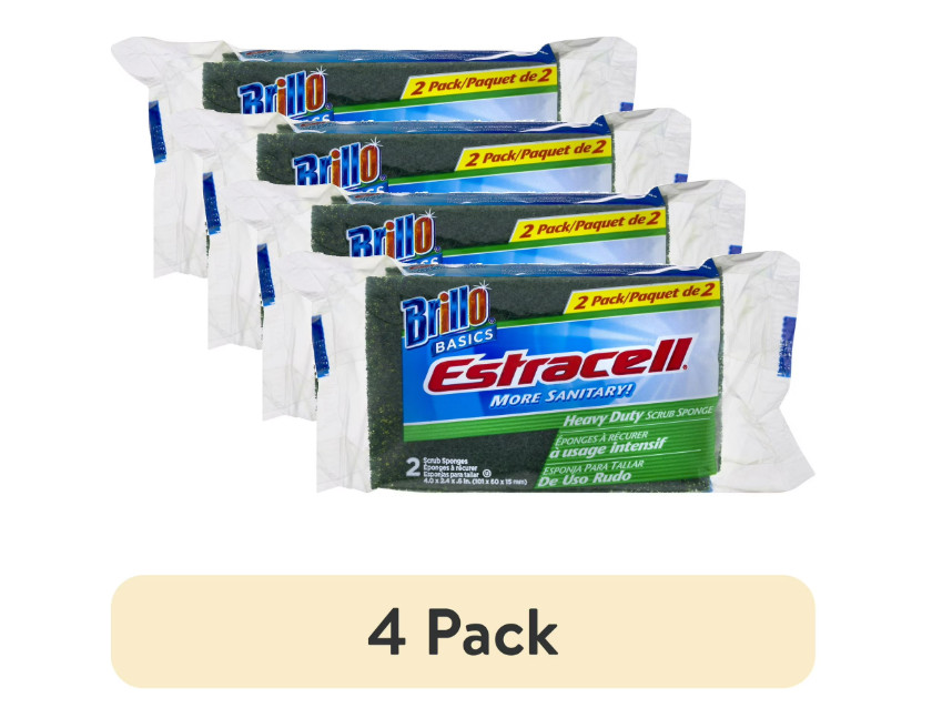 Brillo 21001 Estracell 4.9" x 2.9" Scrub Sponge - Yellow/Green (12/Carton) New