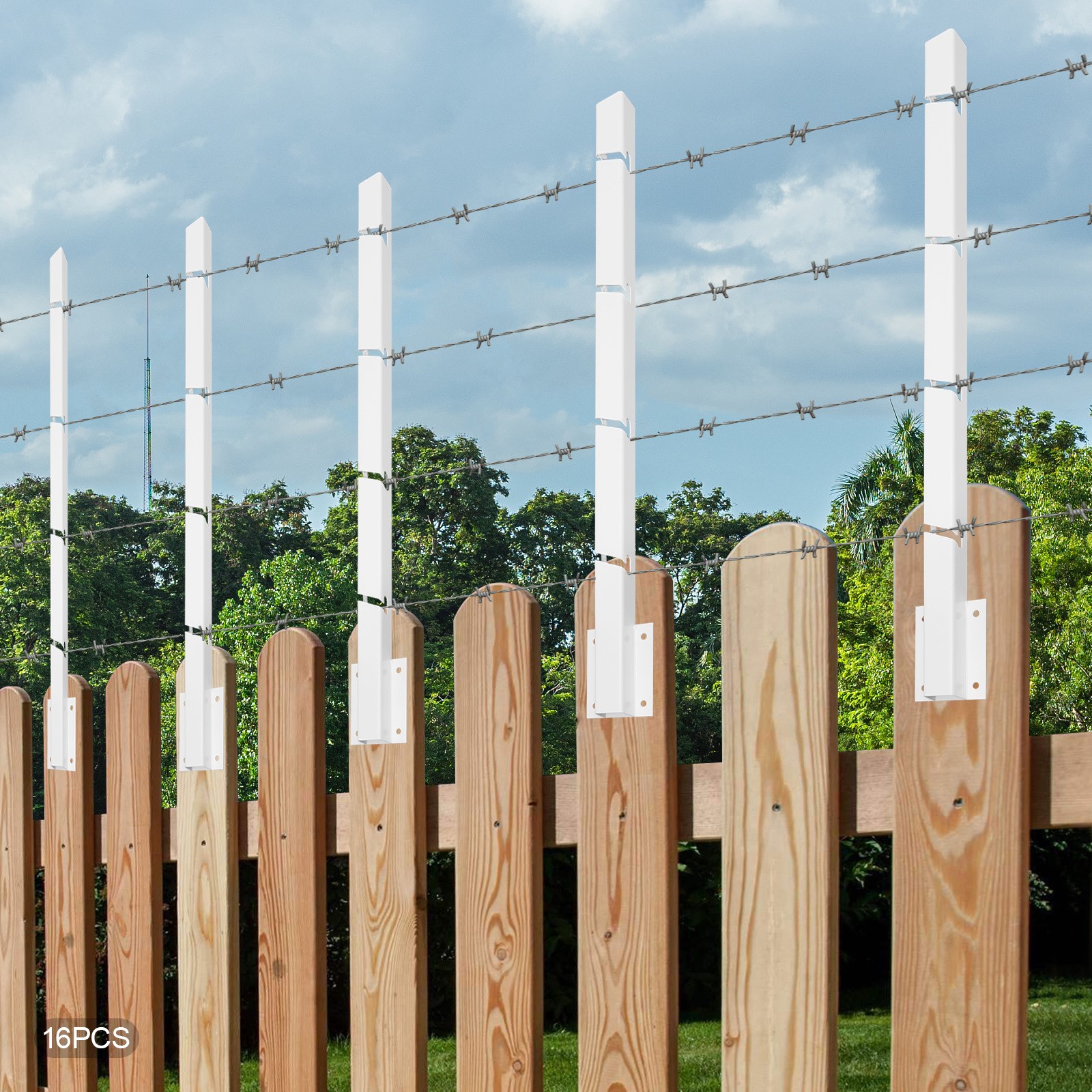 Fence Post Extender, 16 Pack Fence Post Extenders, Fence Wire Mesh Extension Arm