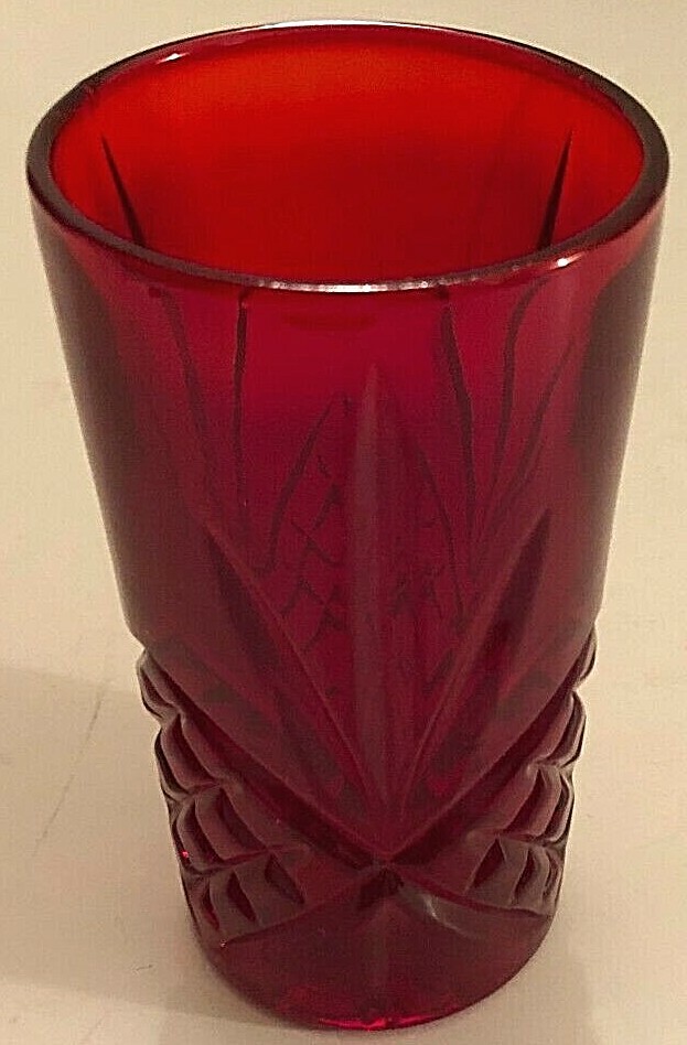 Vintage Godinger Ruby Dublin Drinking Red Glass High Ball Tumbler 5 1/4"