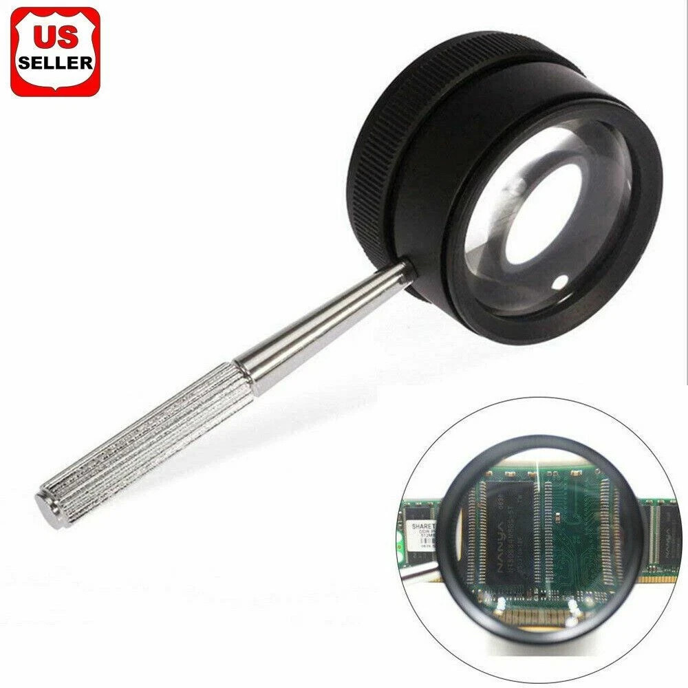 Magnifying Glass Lens 35X High Power Magnifier Non-Slip Handle 