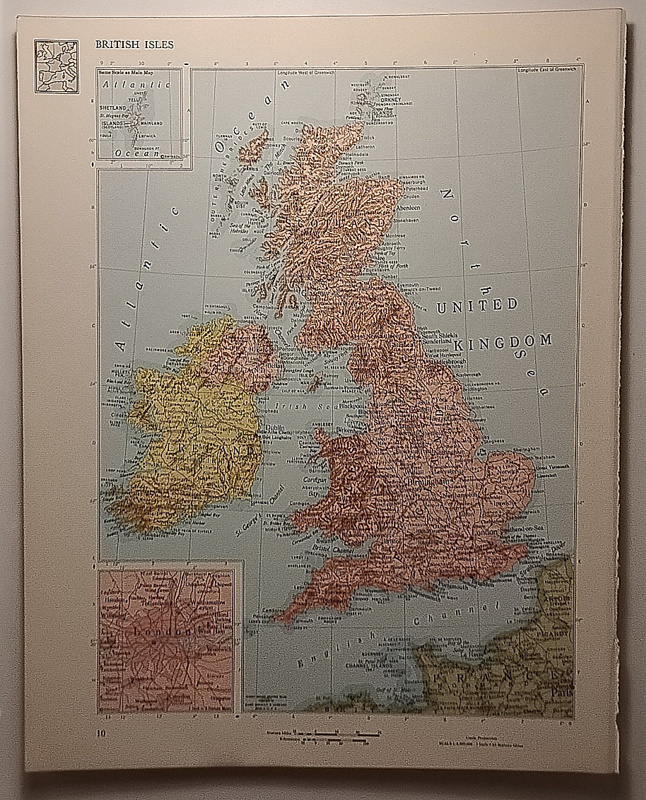 Vintage BRITISH ISLES Atlas Map 1962 MSM Rand McNally Cosmopolitan World Atlas