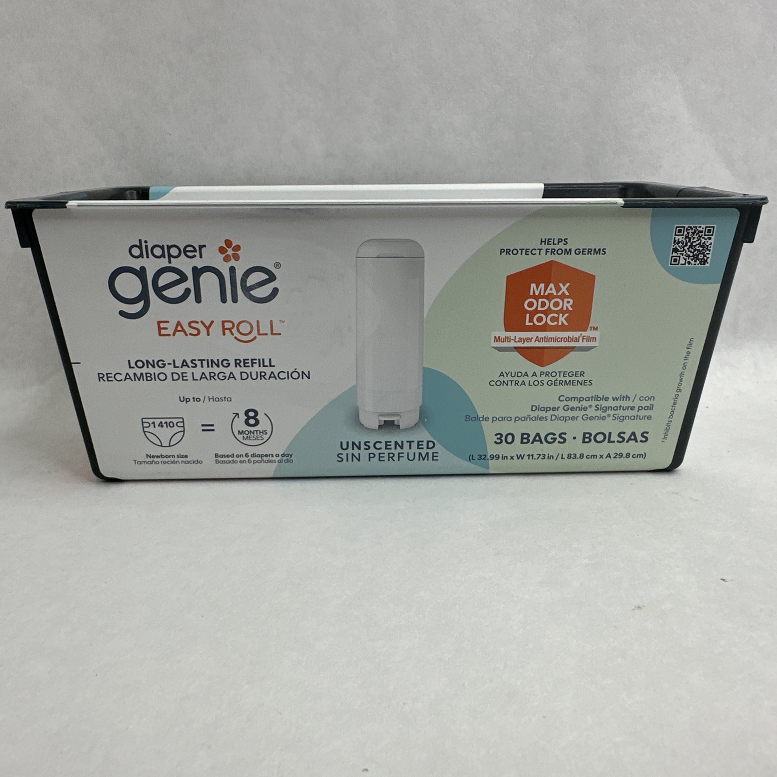 Diaper Genie Easy Roll Refill with 30 Bags | Lasts 30 Count (Pack of 1), Blue 
