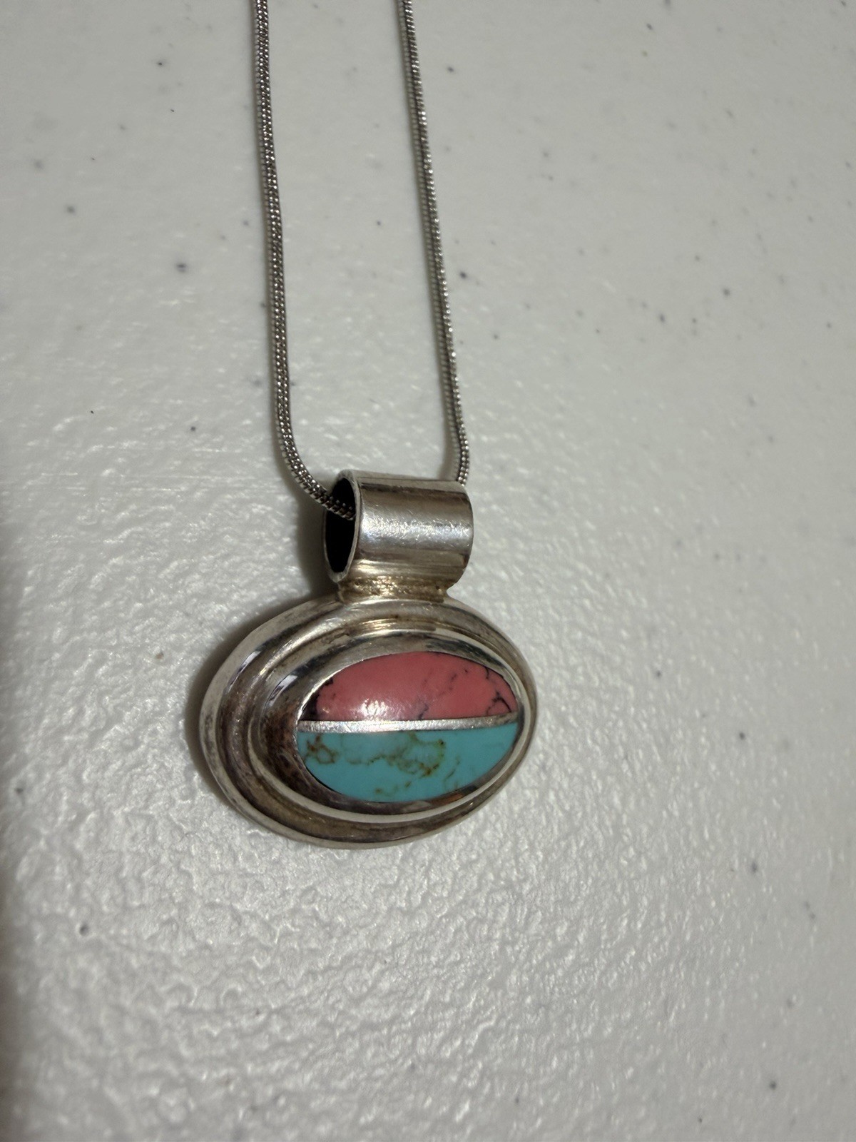 Southwestern Vintage Turquoise Pendant Sterling Silver 925