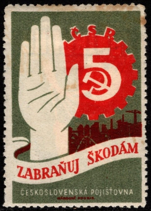 Vintage Czechoslovakia Poster Stamp Prevent Damage Czechoslovak Insurance Compan