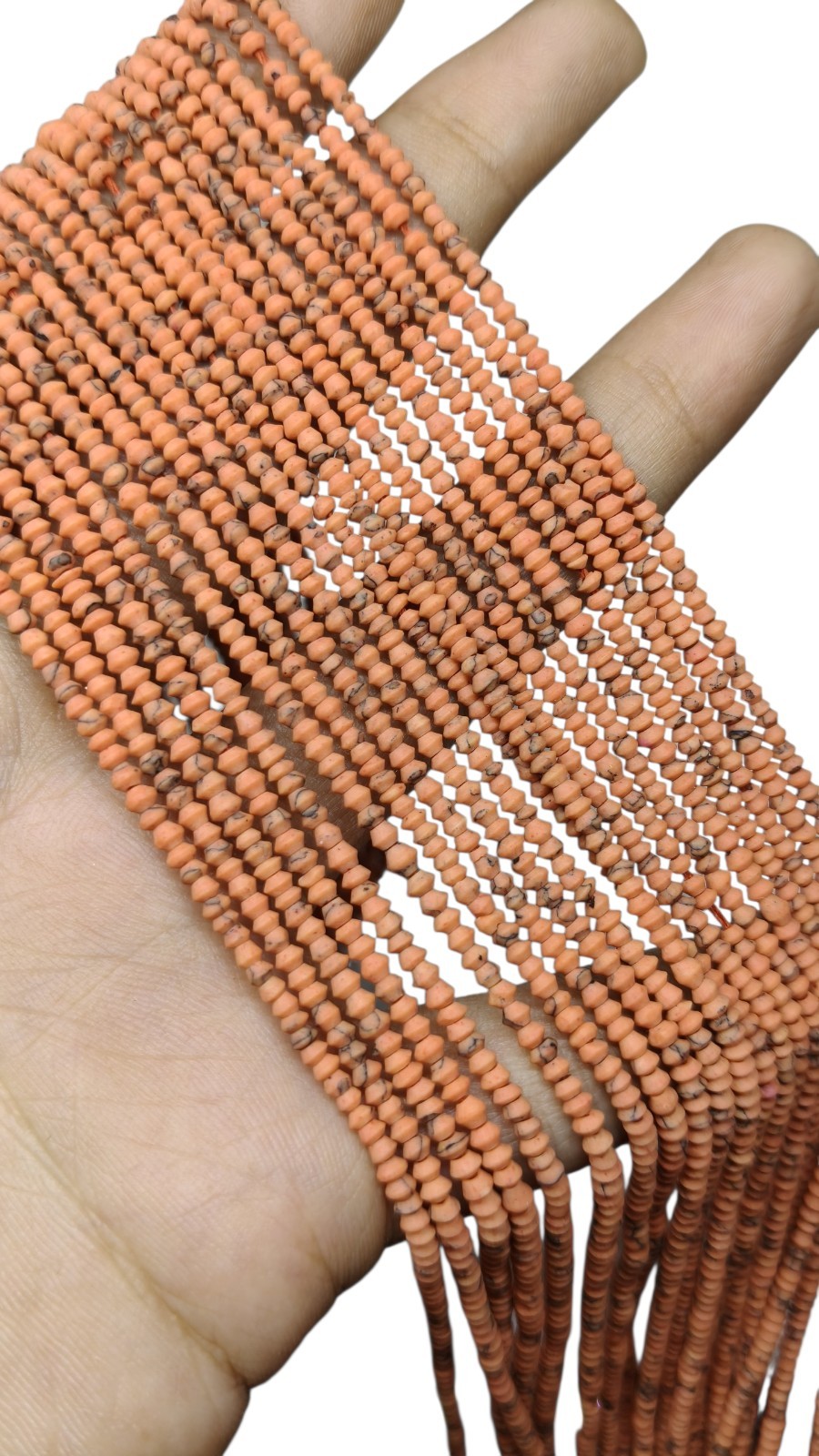 3 Strands of Afghan Tiny Seed Rondelle Salmon Howlite Seed Loose Beads 2.5mm DIY
