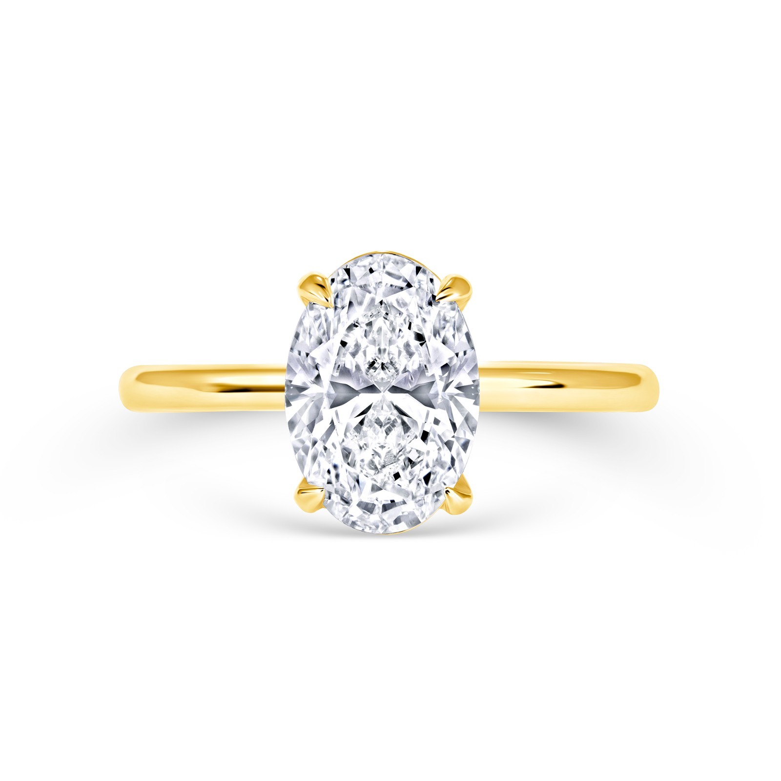 2CT Oval Lab Grown Diamond Solitaire Engagement Ring IGI 14K Yellow Gold