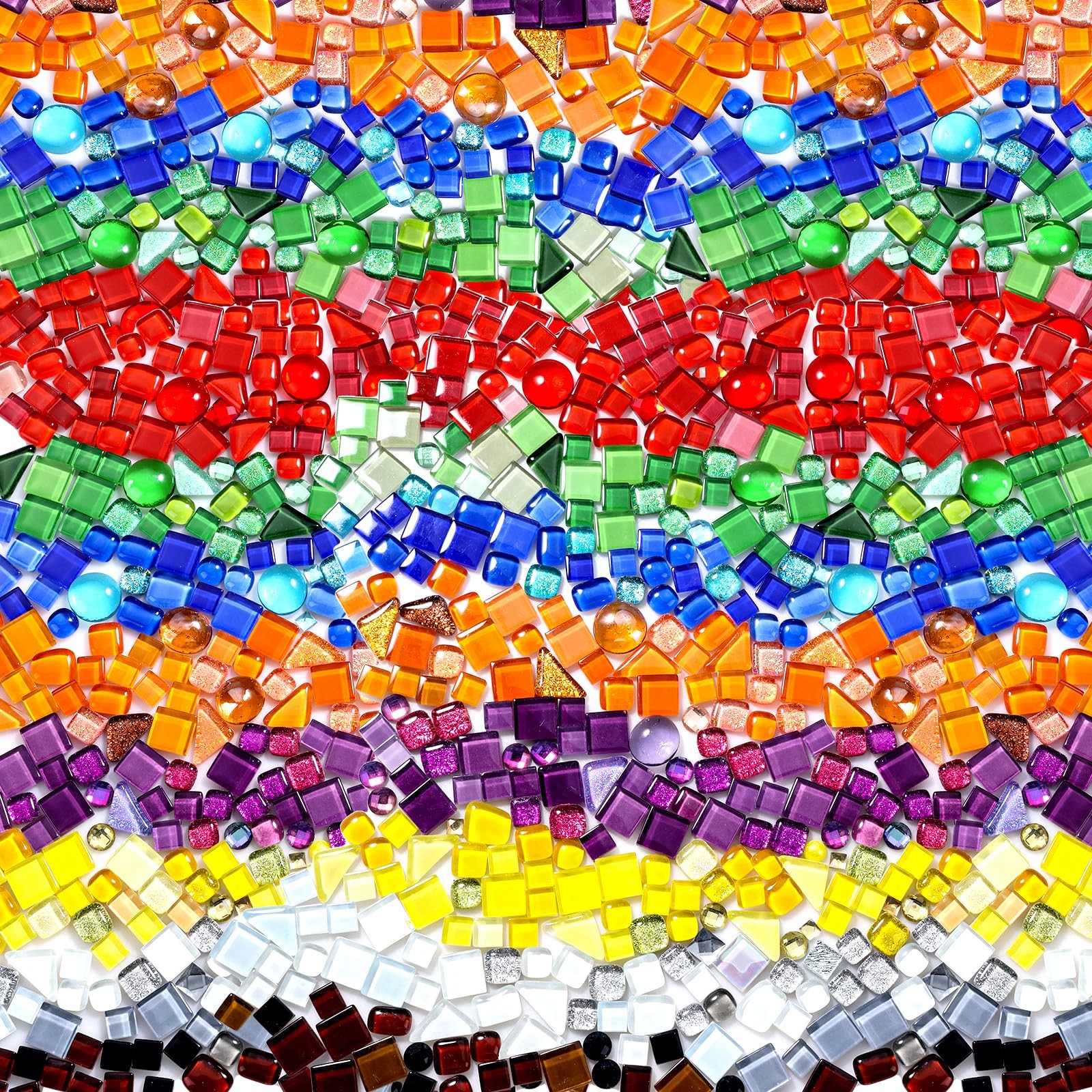 1000 Pcs Colorful Irregular Crystal Mosaic 2 inches x 2 inches, 