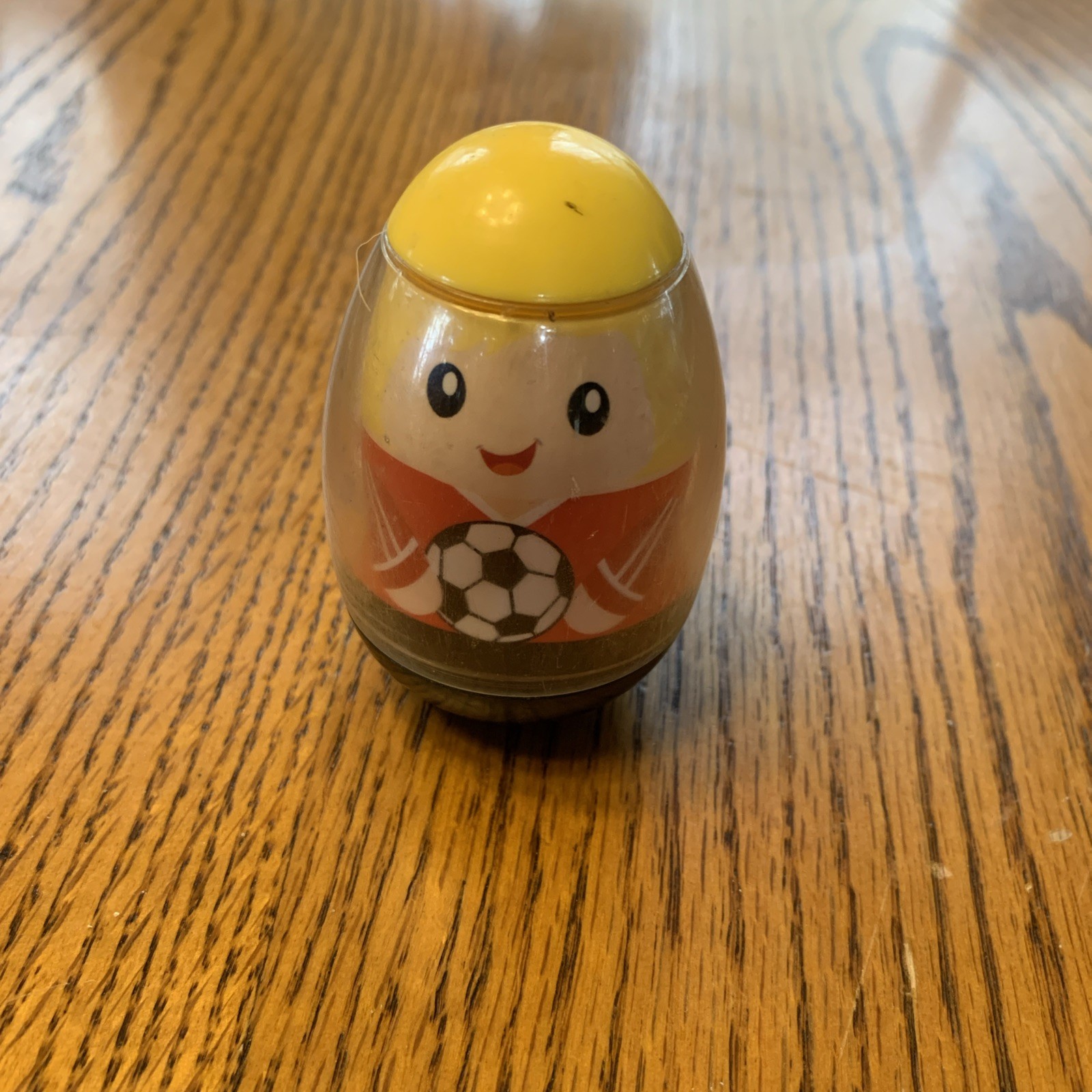 Vintage Weebles Wobble Toy - Soccer Player Weebles #9 Yellow, Red And Black.