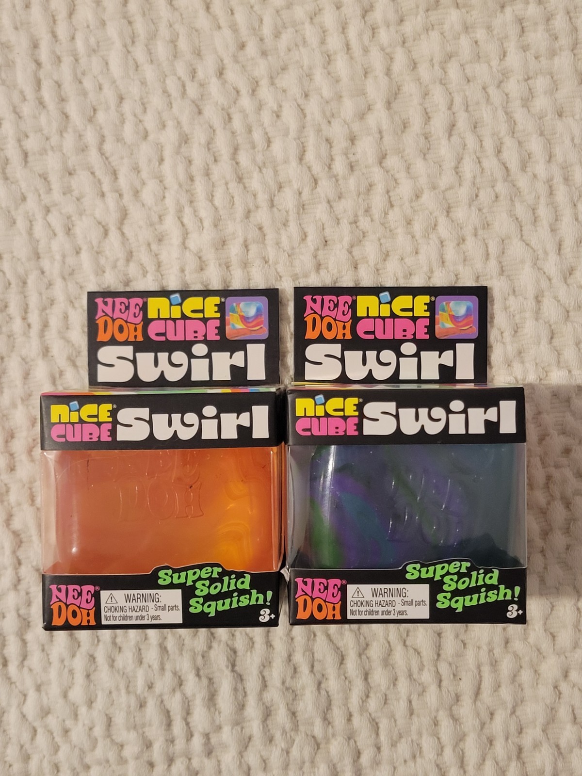 NeeDoh Nice Cube Swirl (Set of 2) LOT of 2 green/blue & Orange NIB Viral Tiktok