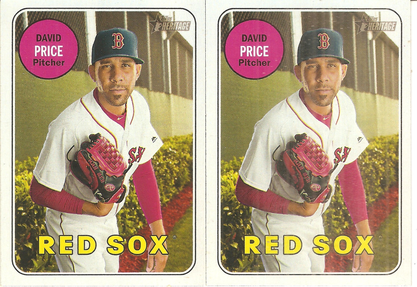 2 CARD 2018 TOPPS HERITAGE DAVID PRICE BASEBALL CARD LOT