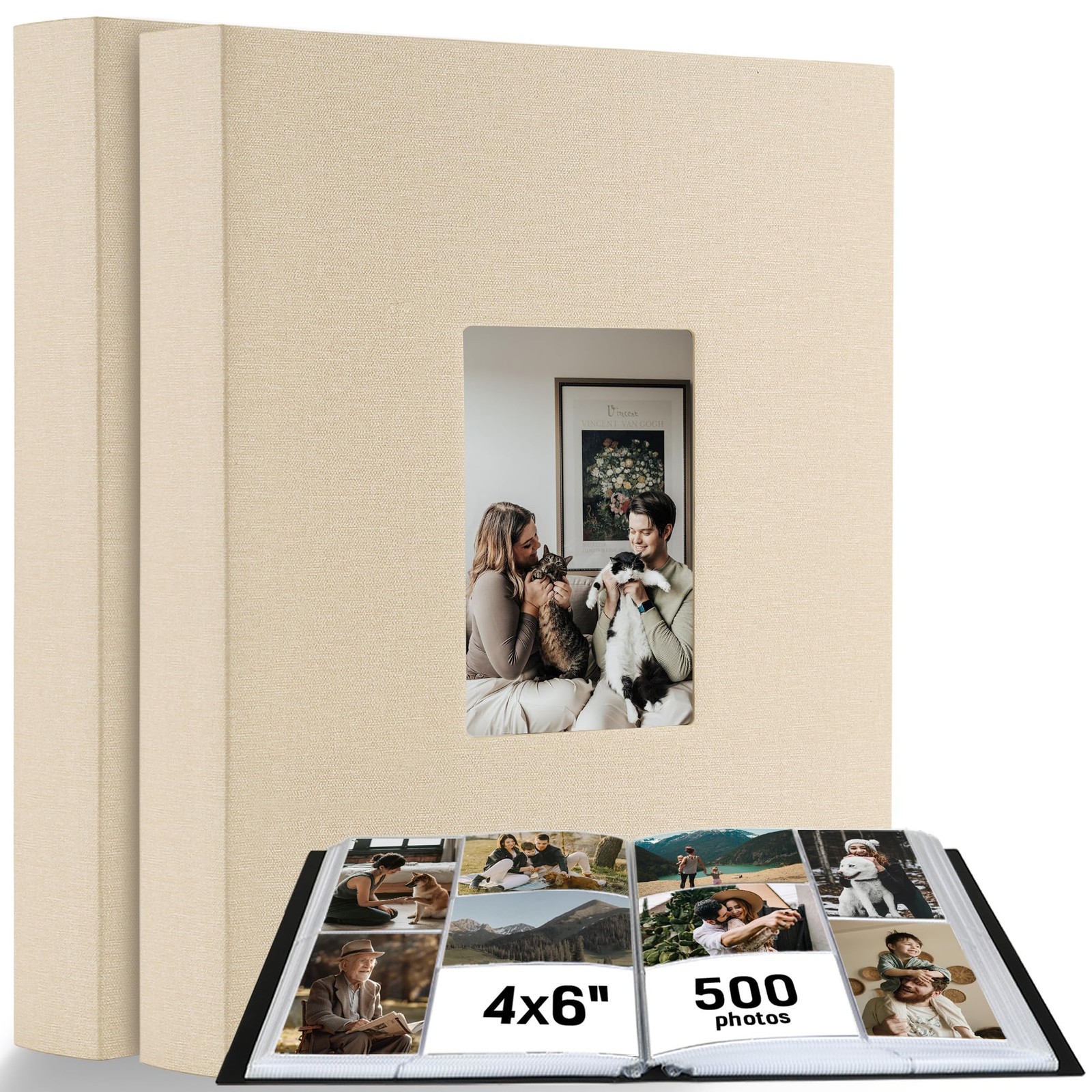 Photo Album 4x6 500 Pockets 2pcs, Large Capacity Picture Book for Photos with...