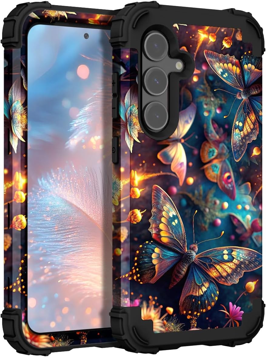 Samsung Galaxy S24 Case, Heavy-Duty Shockproof Hard Plastic Bumper + Silicone Ru