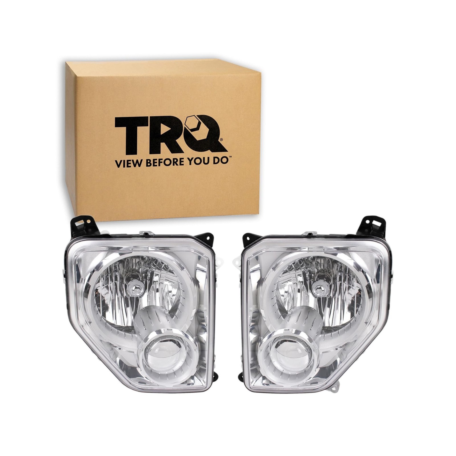 TRQ Headlight Assembly Set CH2502234 CH2503234 Compatible with 2008-2012 Jeep...