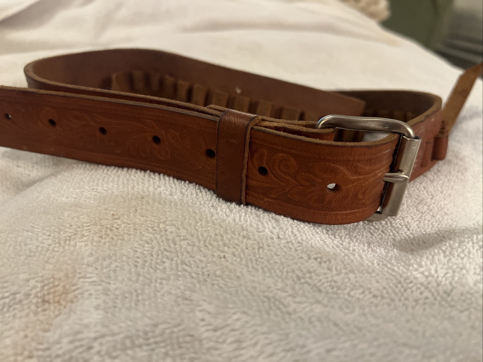 Vintage Leather Hunting Cartridge Belt - Size LG/44